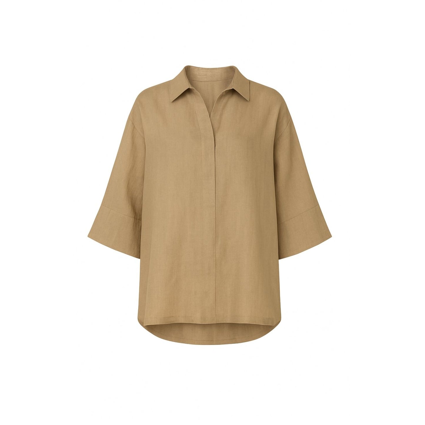 Iyan 100% Linen Oversize Shirt - Dark Beige