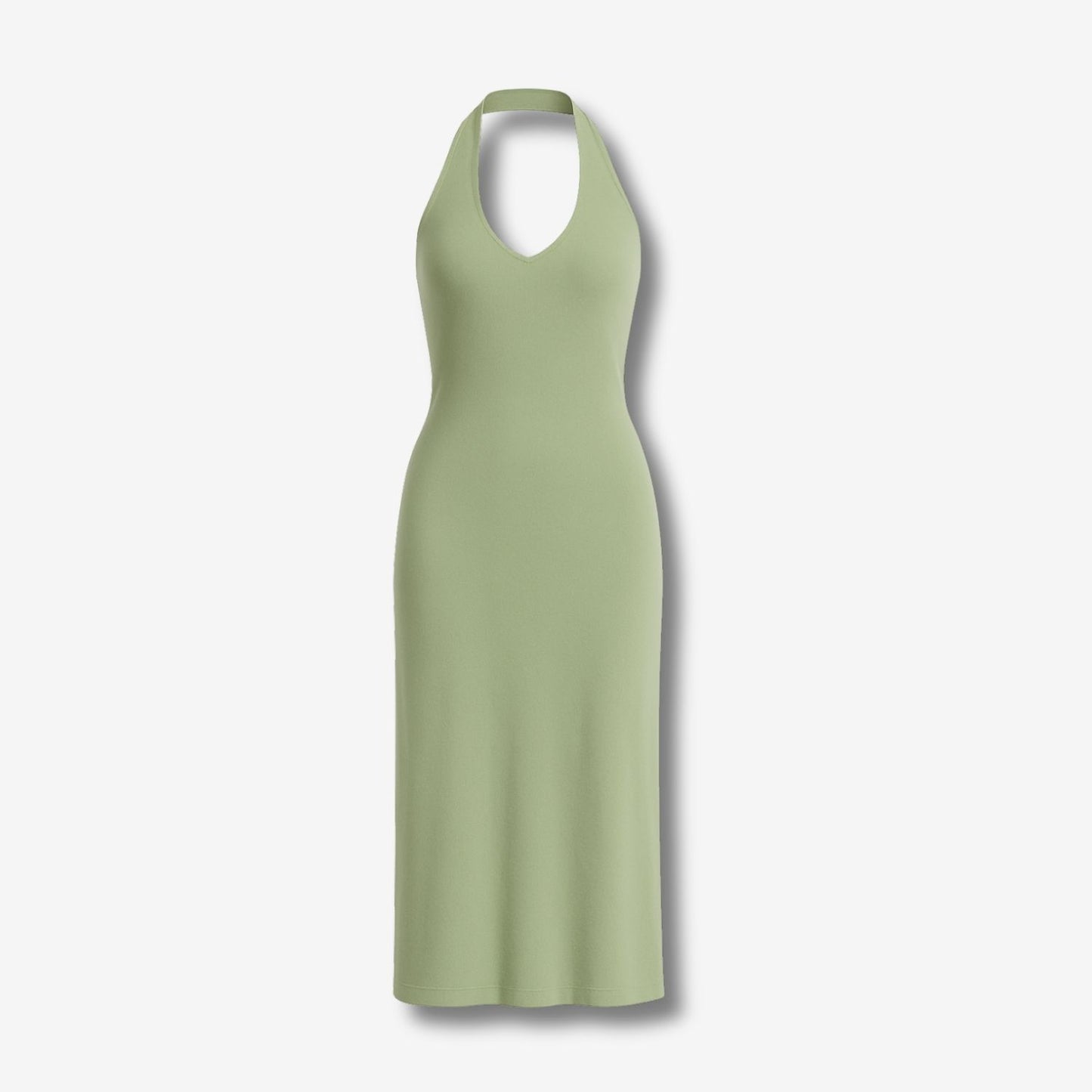 Orion Halter Cotton Midi Dress – Dusty Olive