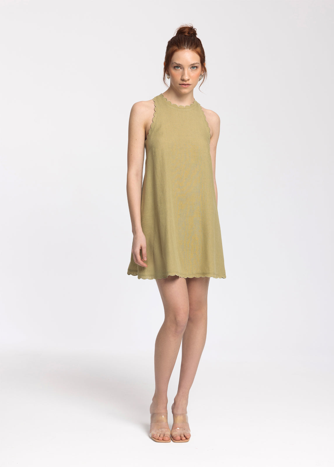 Calia Light Green Linen Mini Dress Monlicia Calia Light Green Linen Mini Dress Monlicia