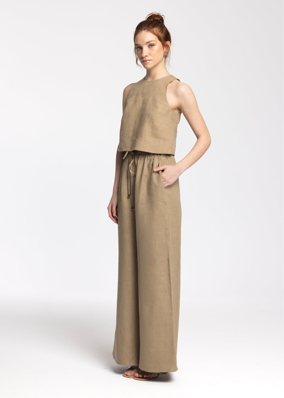Ciel Dark Beige 100% Linen Pant