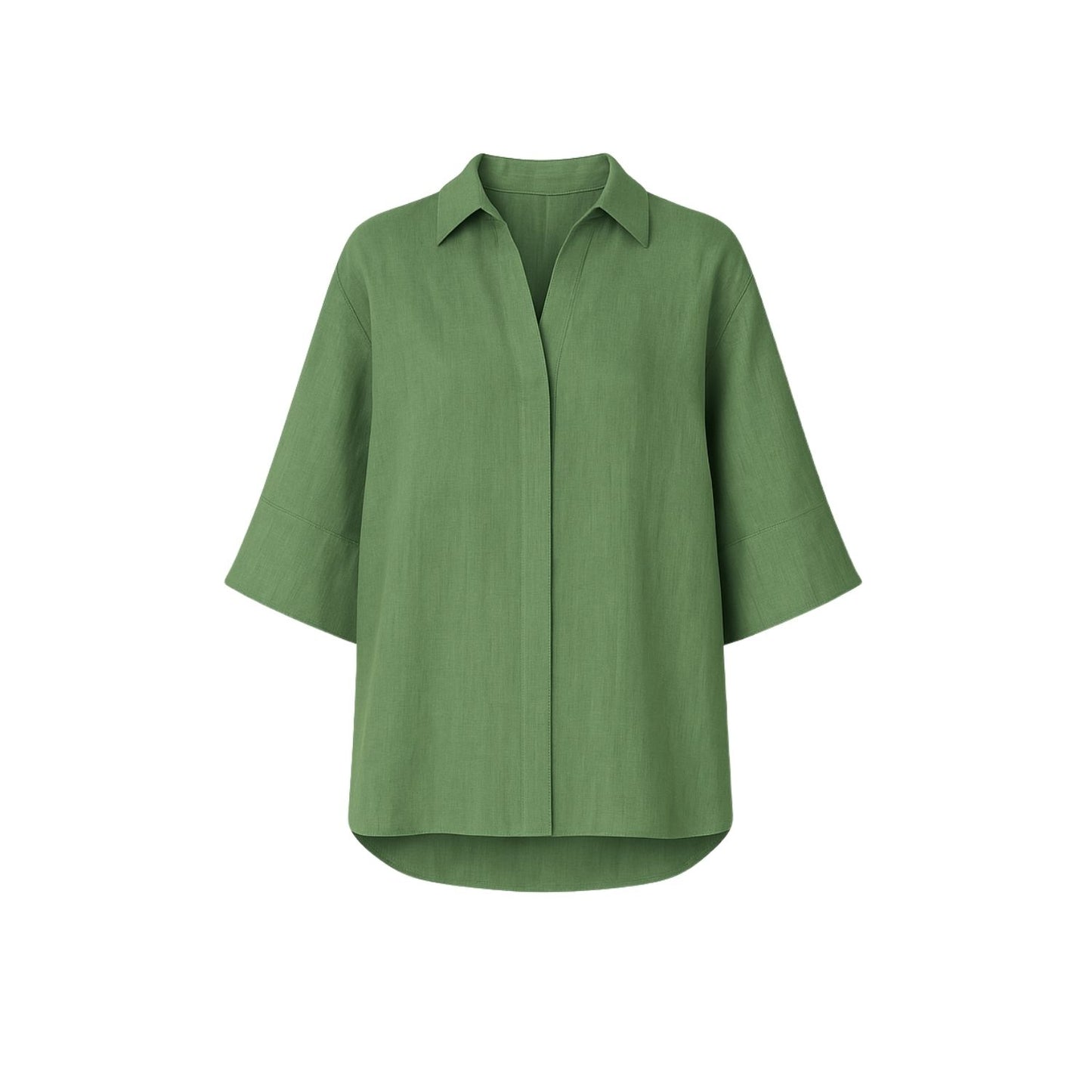 Iyan 100% Linen Oversize Shirt - Green