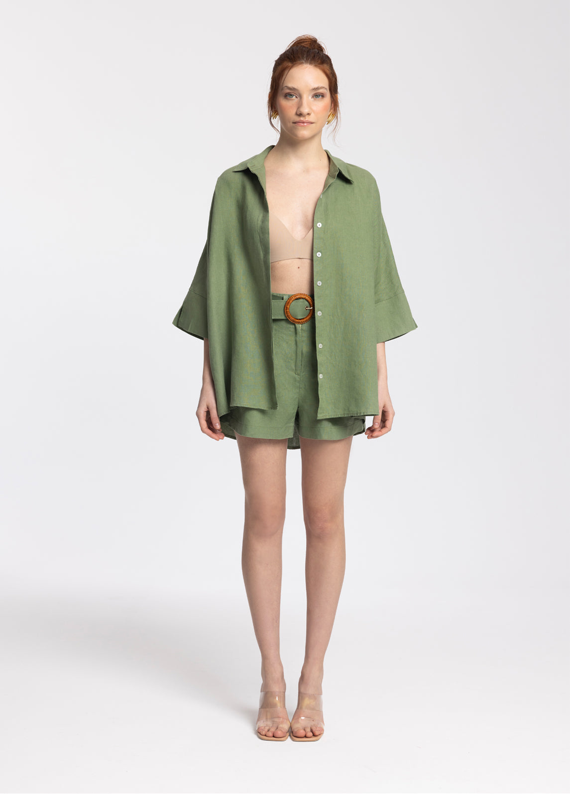Iyan Green 100% Linen Oversize Shirt