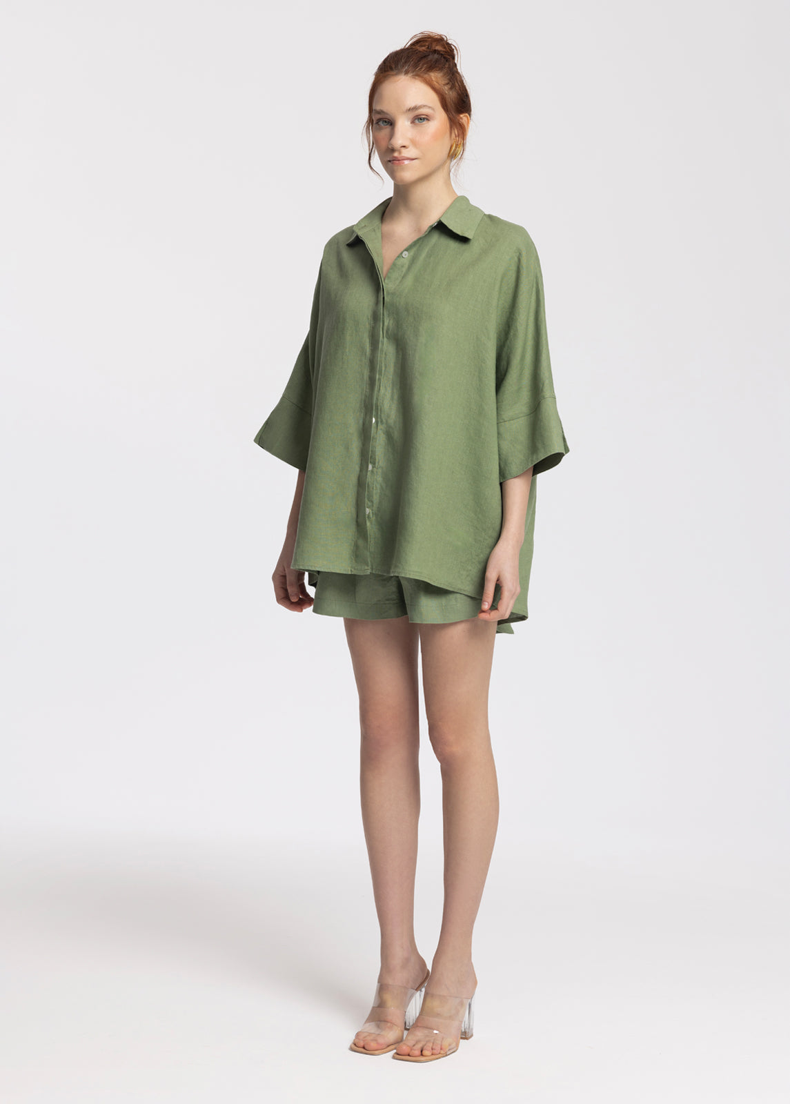 Iyan Green 100% Linen Oversize Shirt