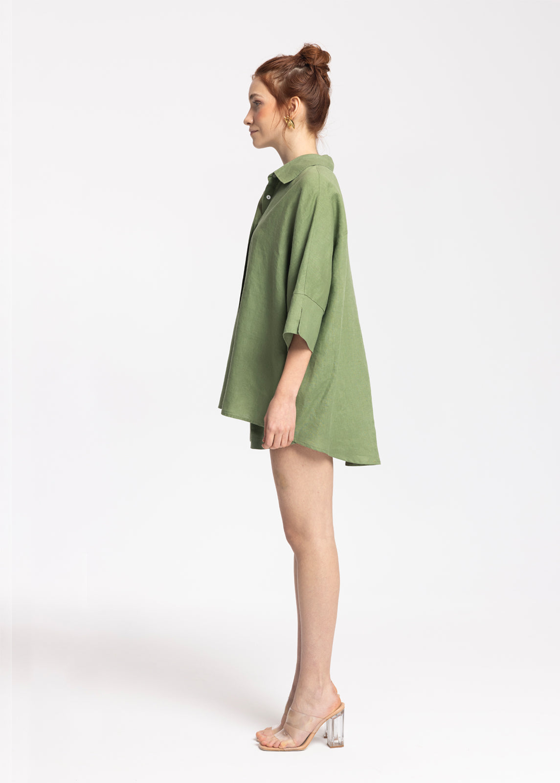 Iyan Green 100% Linen Oversize Shirt
