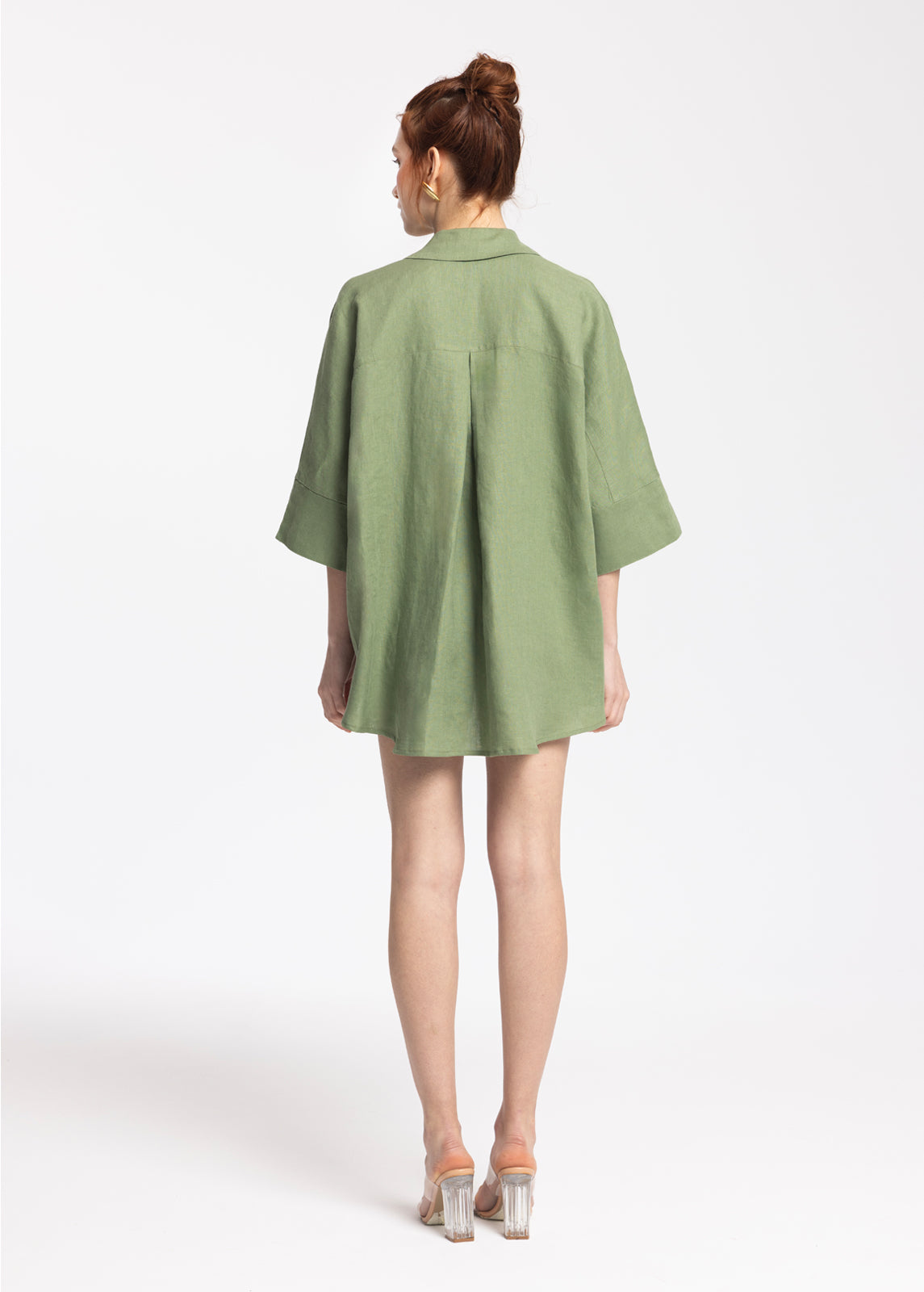 Iyan Green 100% Linen Oversize Shirt