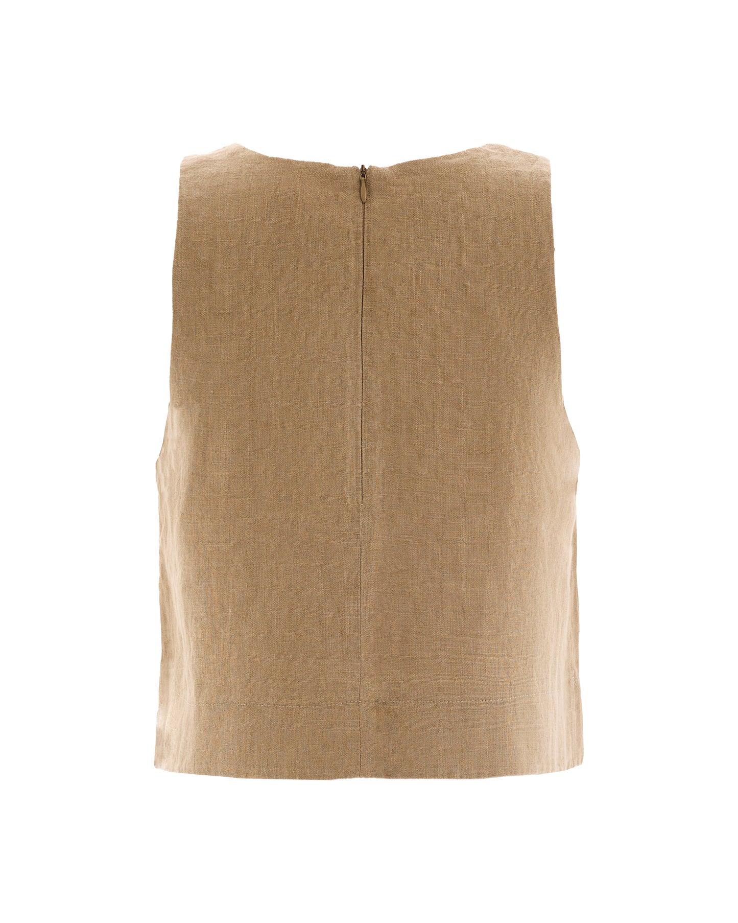 Lena Dark Beige 100% Linen Top