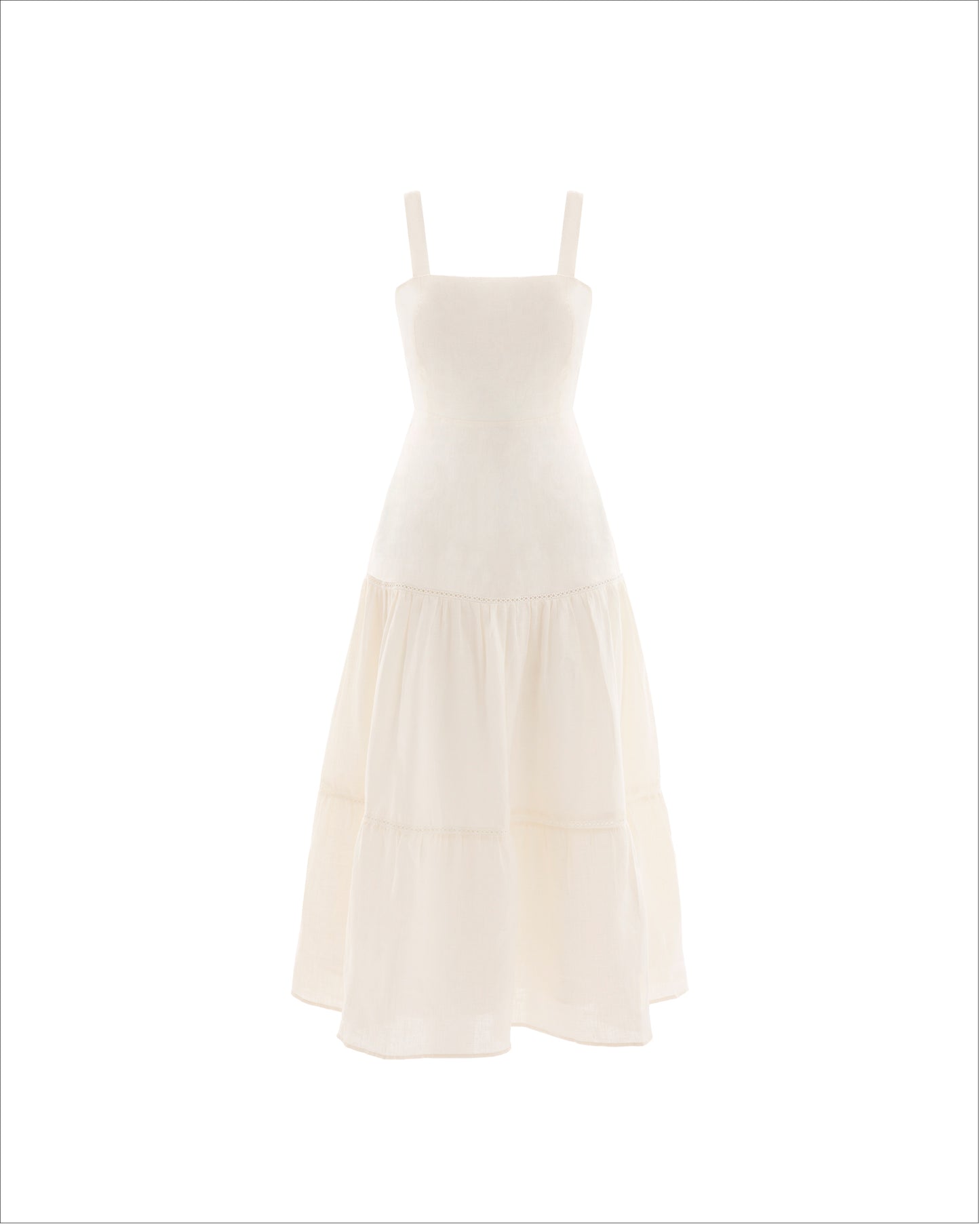 Ella White Midi 100% Linen Dress