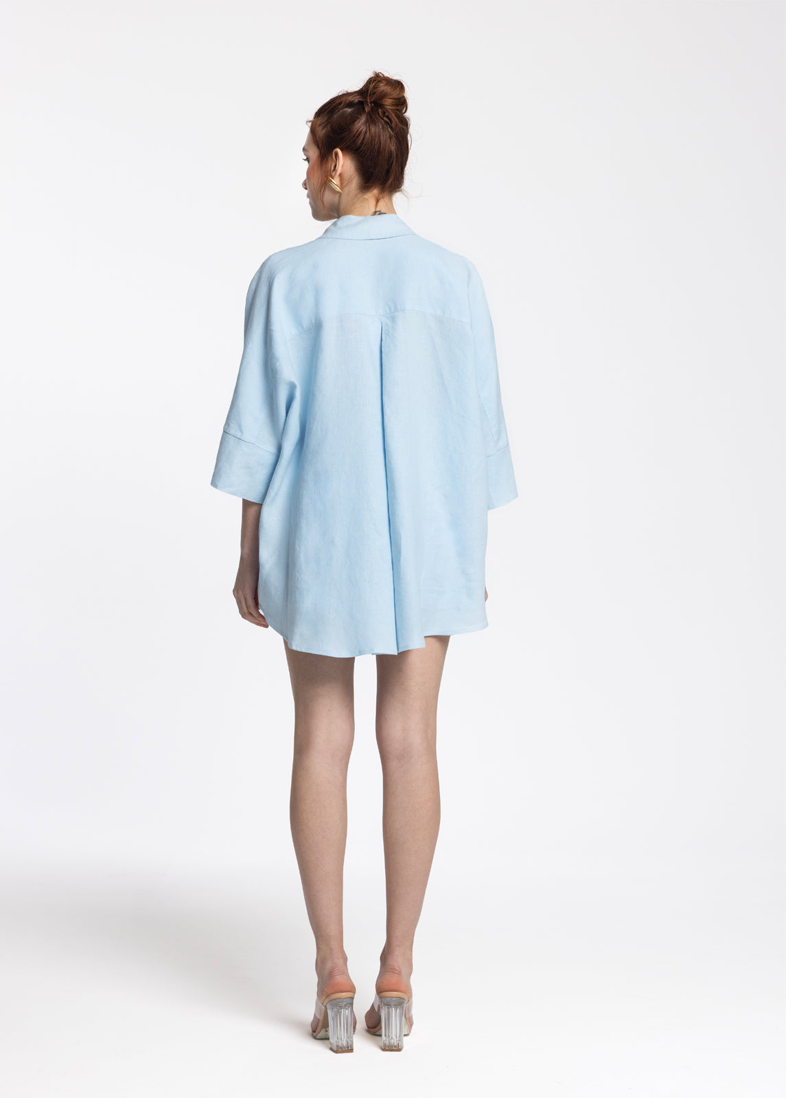 Iyan Blue 100% Linen Oversize Shirt