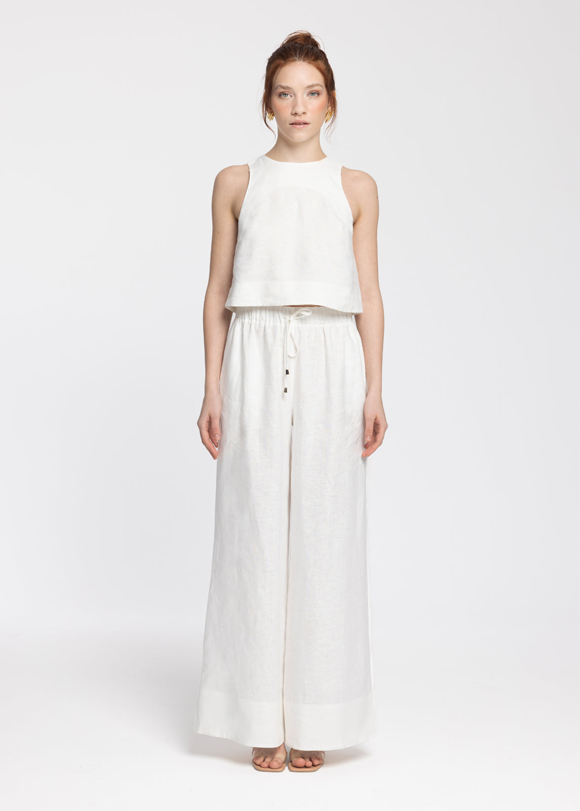 Ciel White %100 Linen Pant