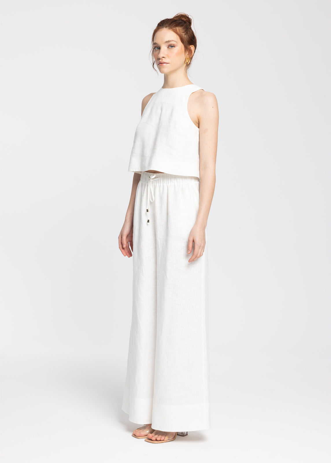 Ciel White %100 Linen Pant