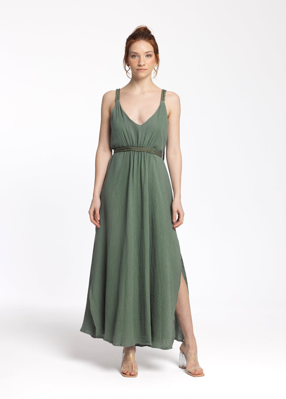 Elinora Khaki Maxi Dress