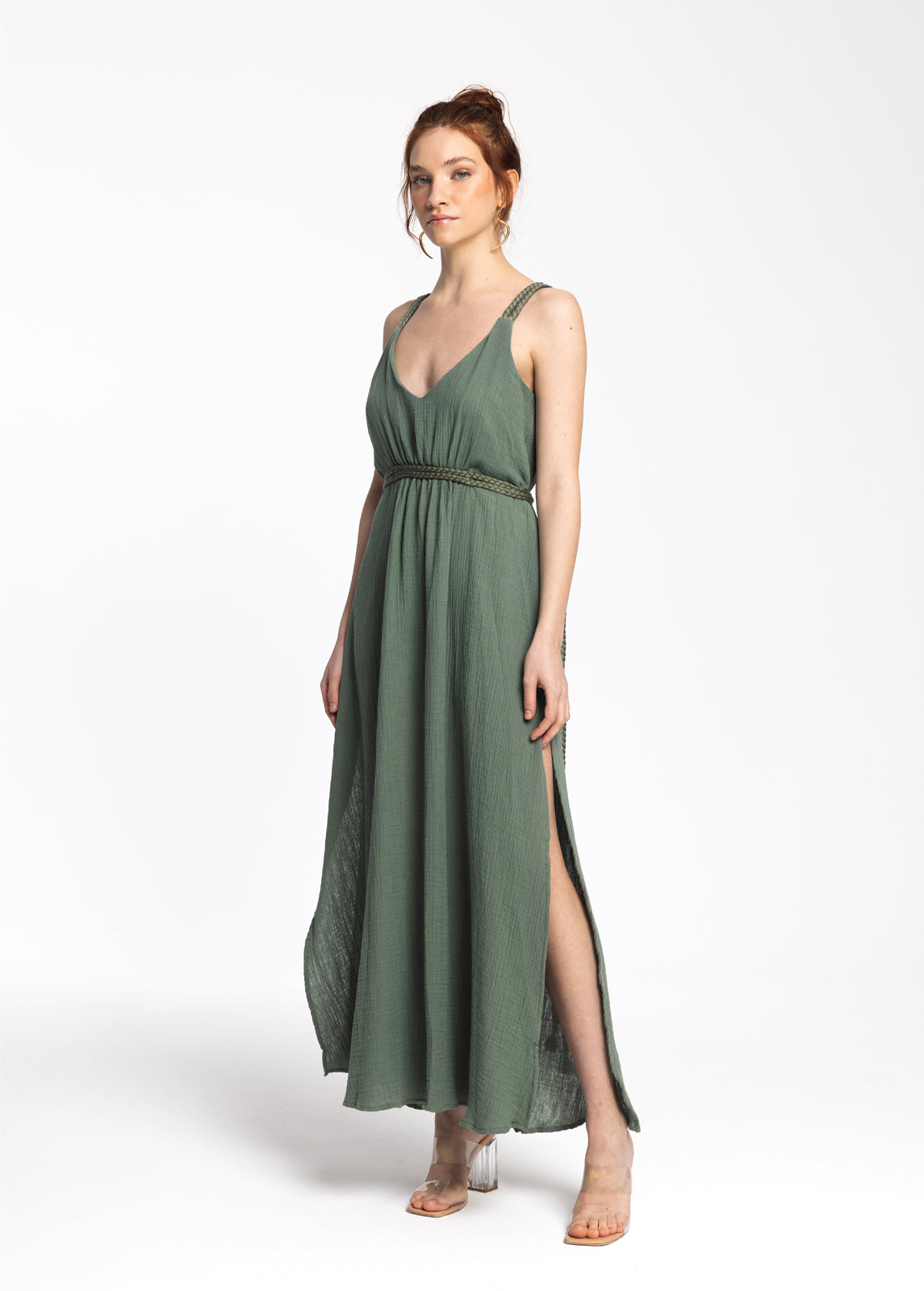 Elinora Khaki Maxi Dress