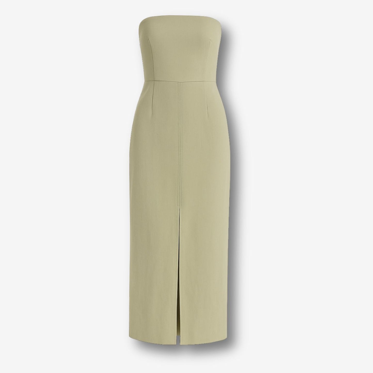Akasha Strapless Cotton Blend Midi Dress – Dusty Olive