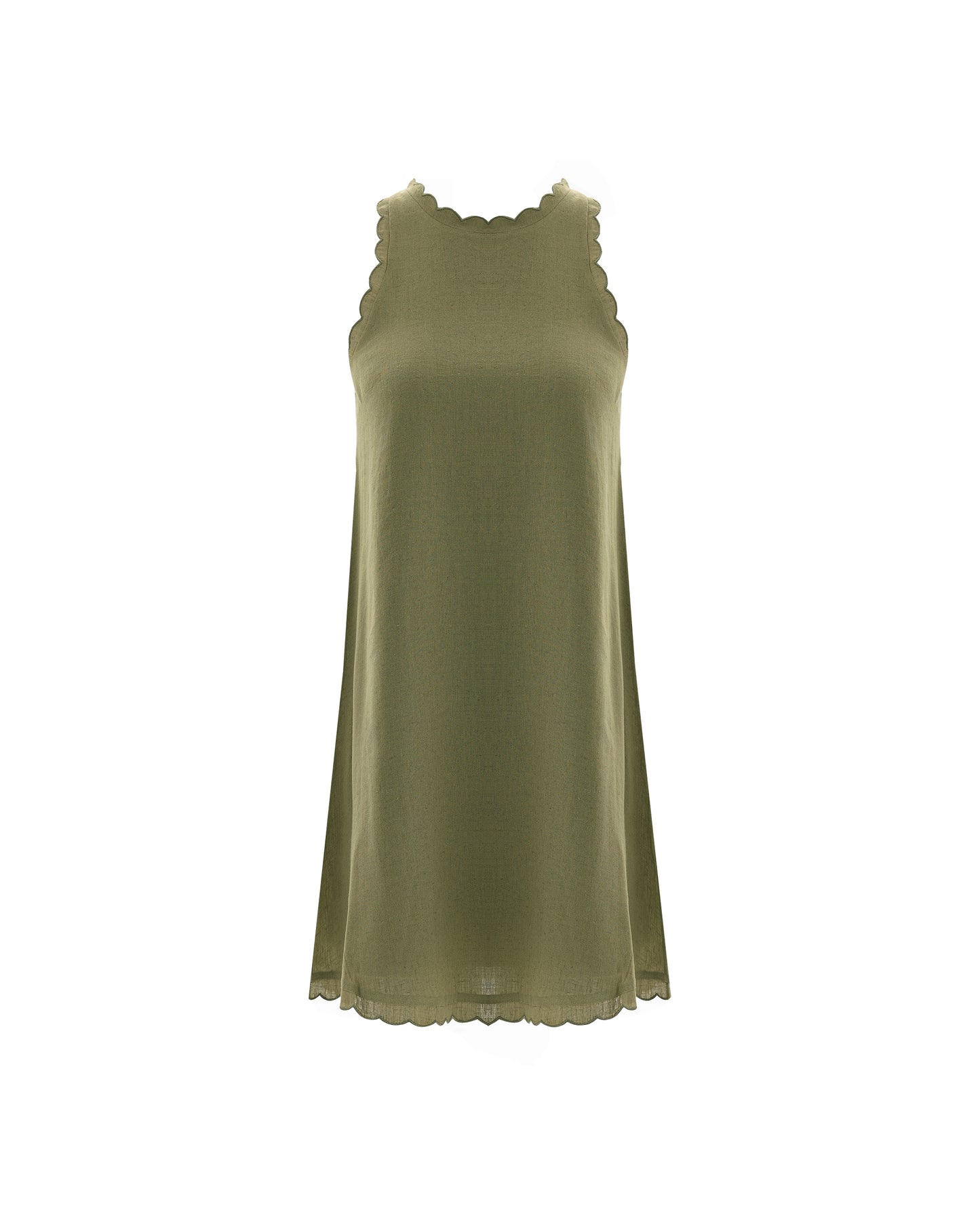Calia Khaki Green Mini Linen Dress