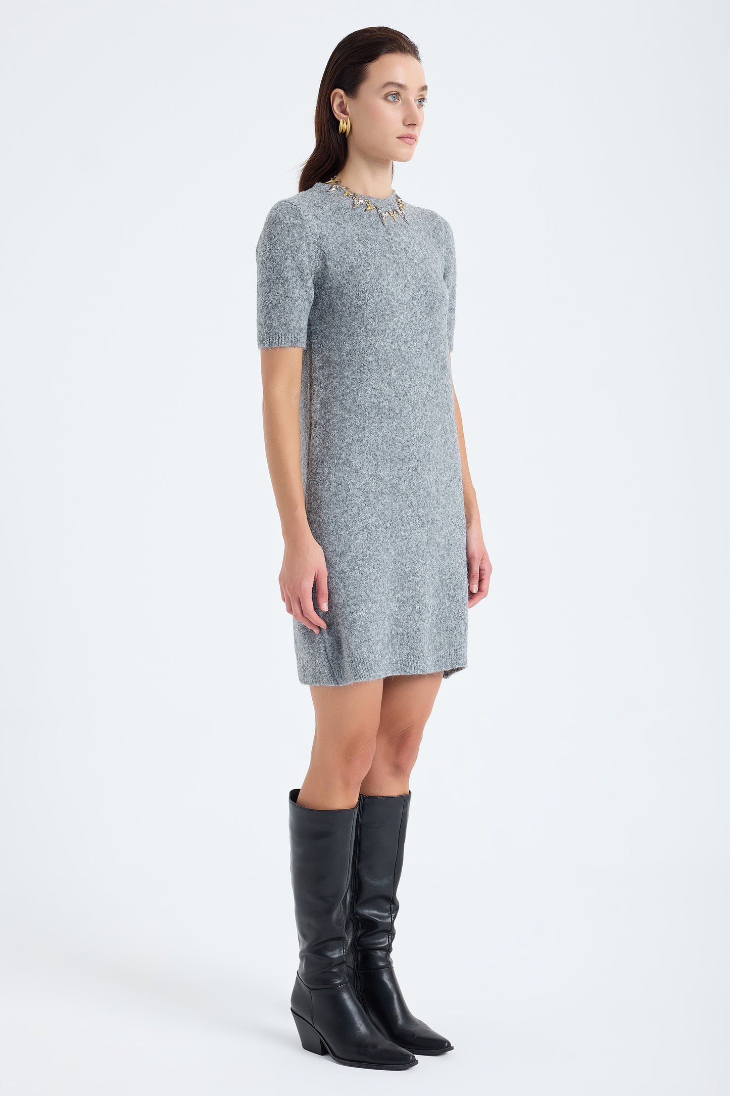 Rune Short Sleeve Knit Dress – Taupe