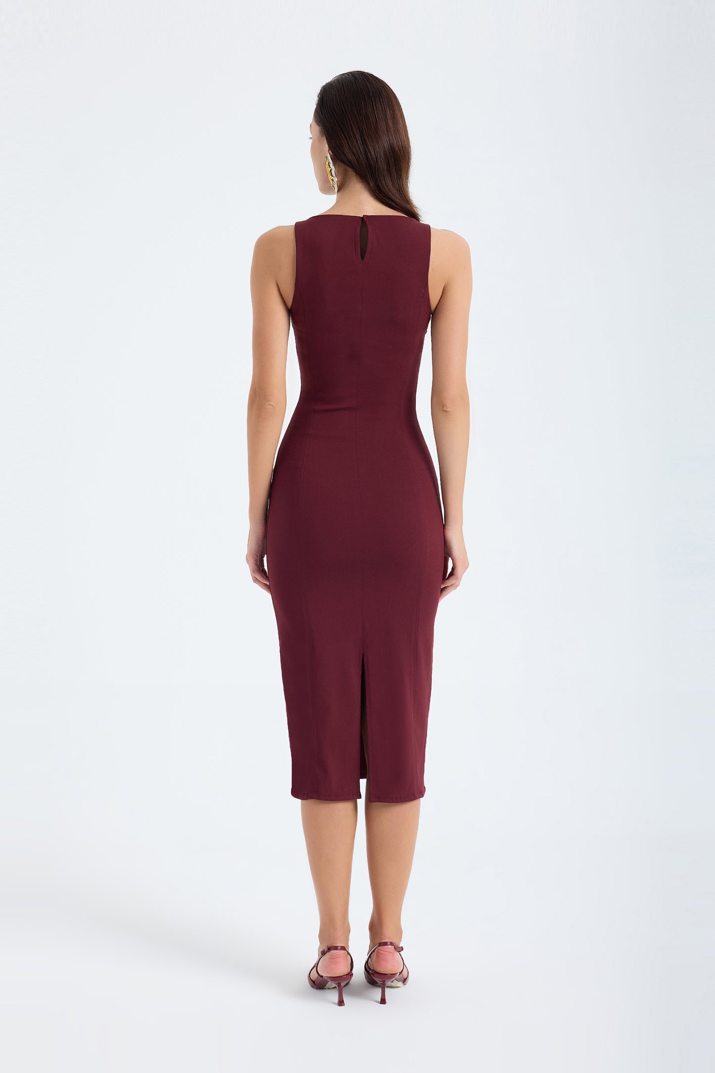 Silva Bodycon Midi Dress – Burgundy