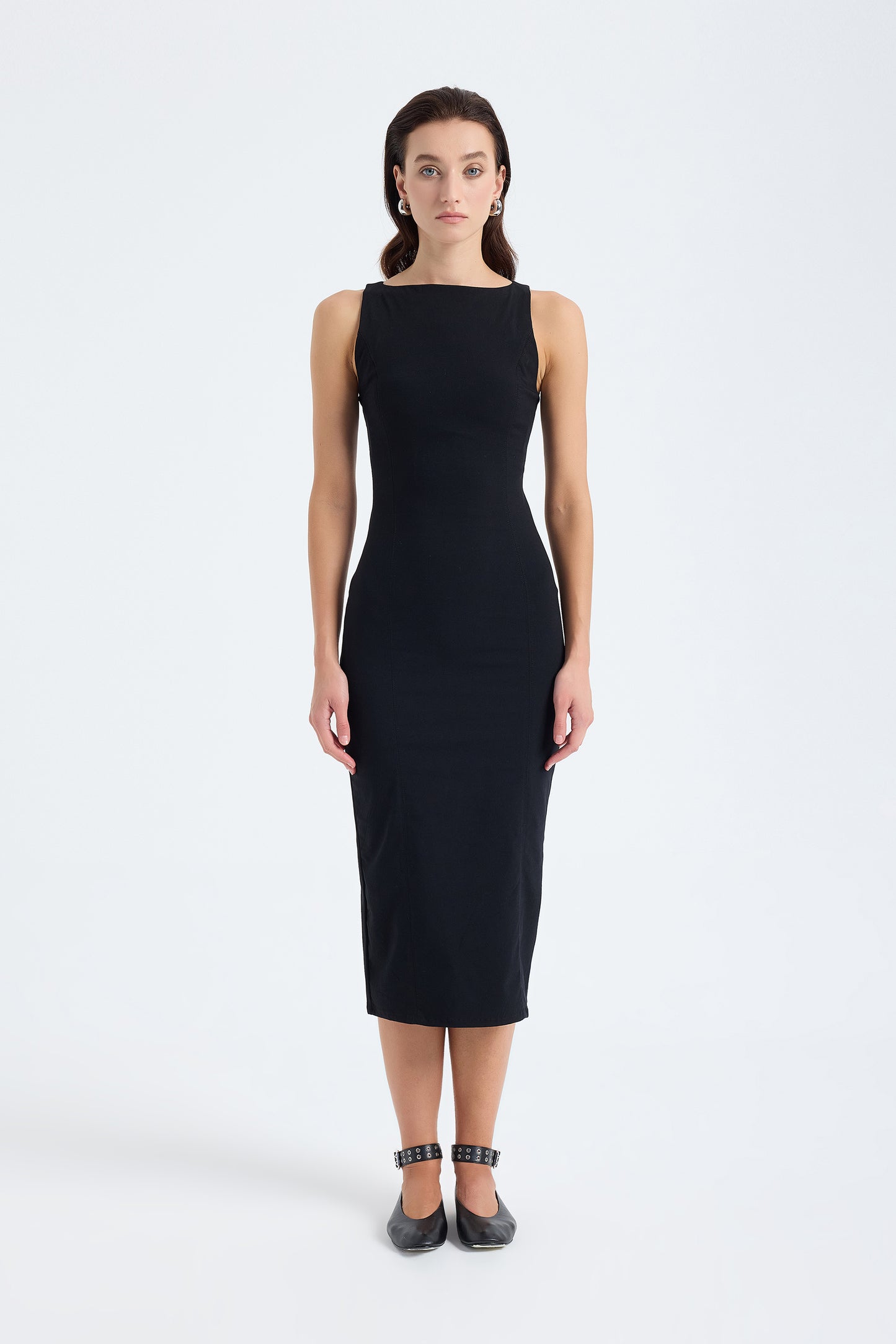 Silva Bodycon Midi Dress – Black