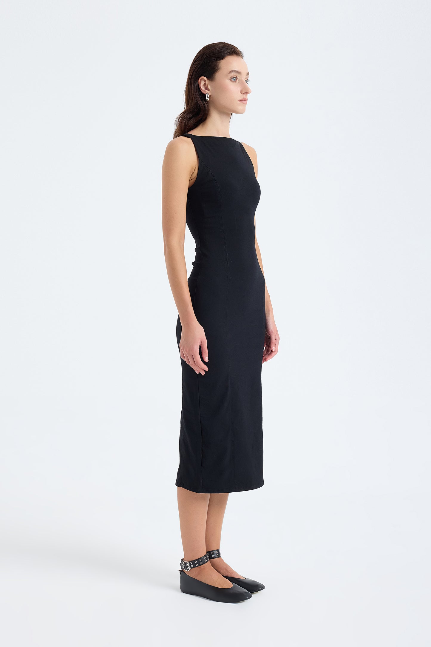 Silva Bodycon Midi Dress – Black