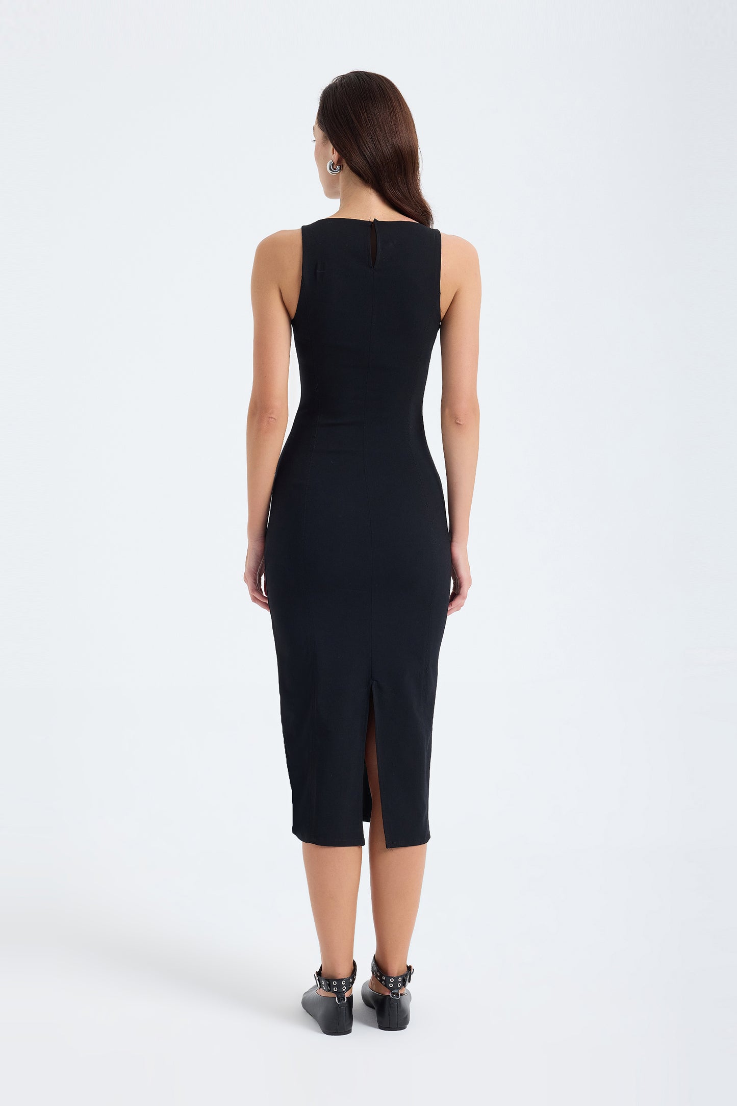Silva Bodycon Midi Dress – Black