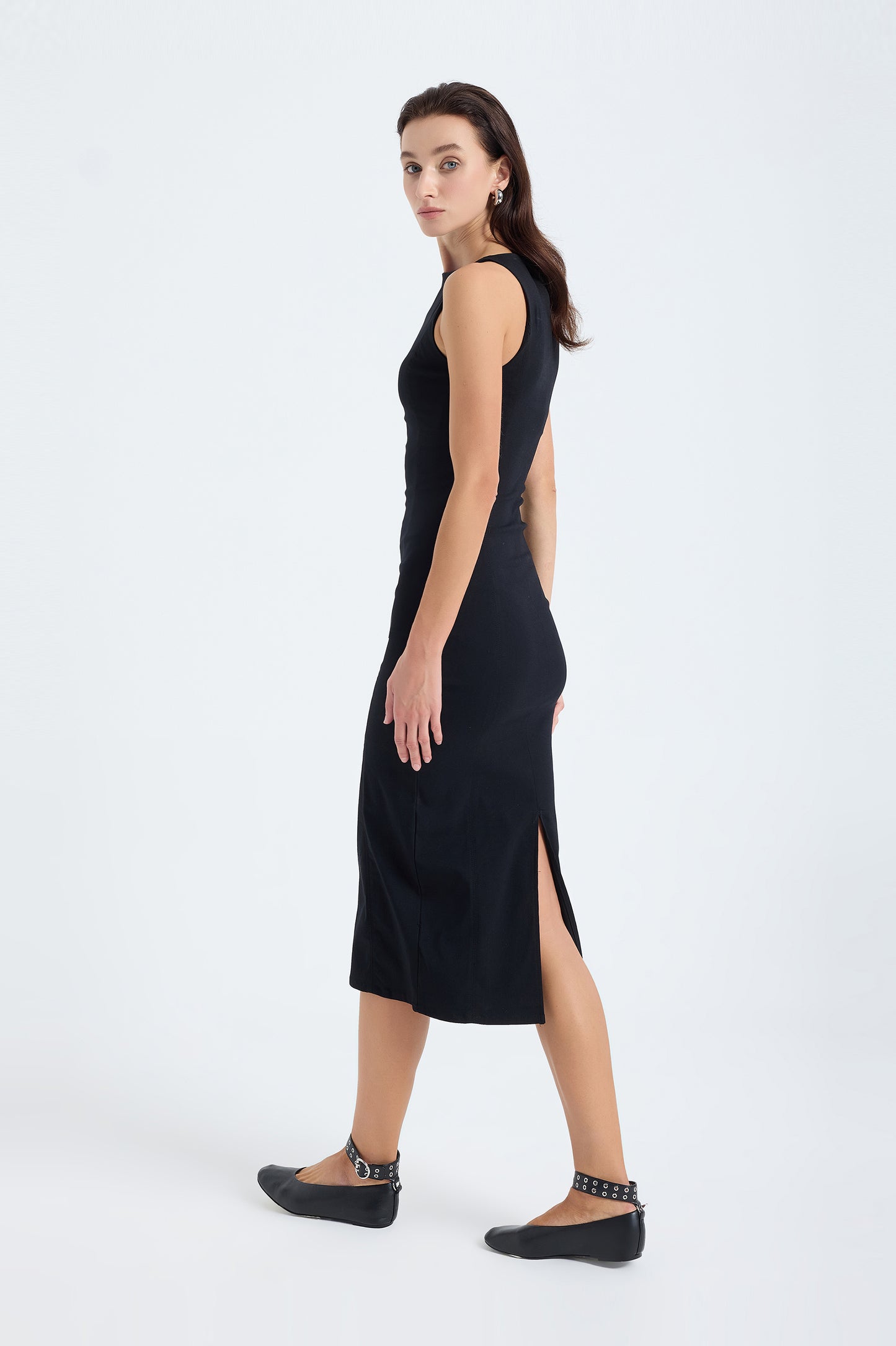 Silva Bodycon Midi Dress – Black