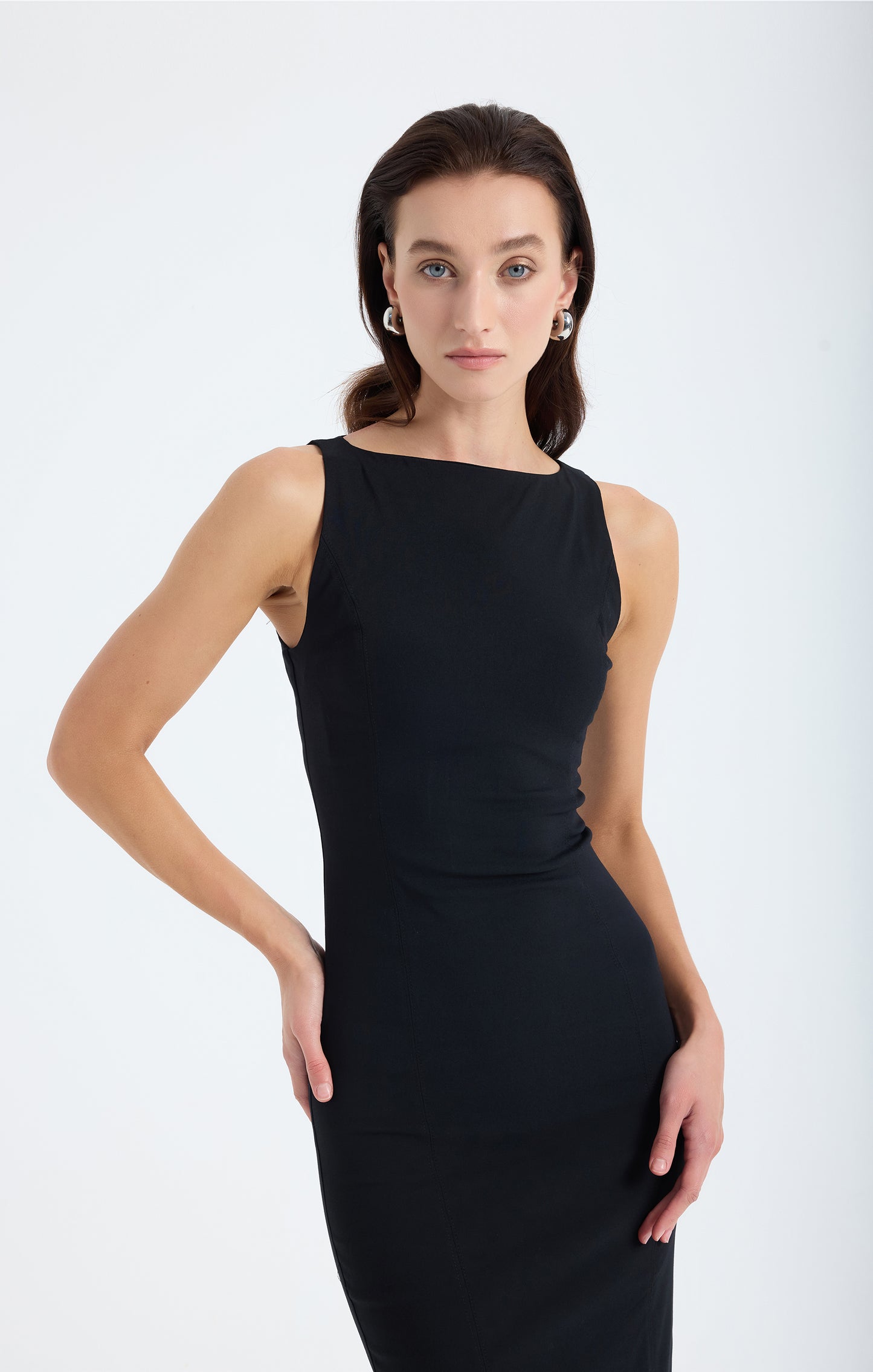 Silva Bodycon Midi Dress – Black