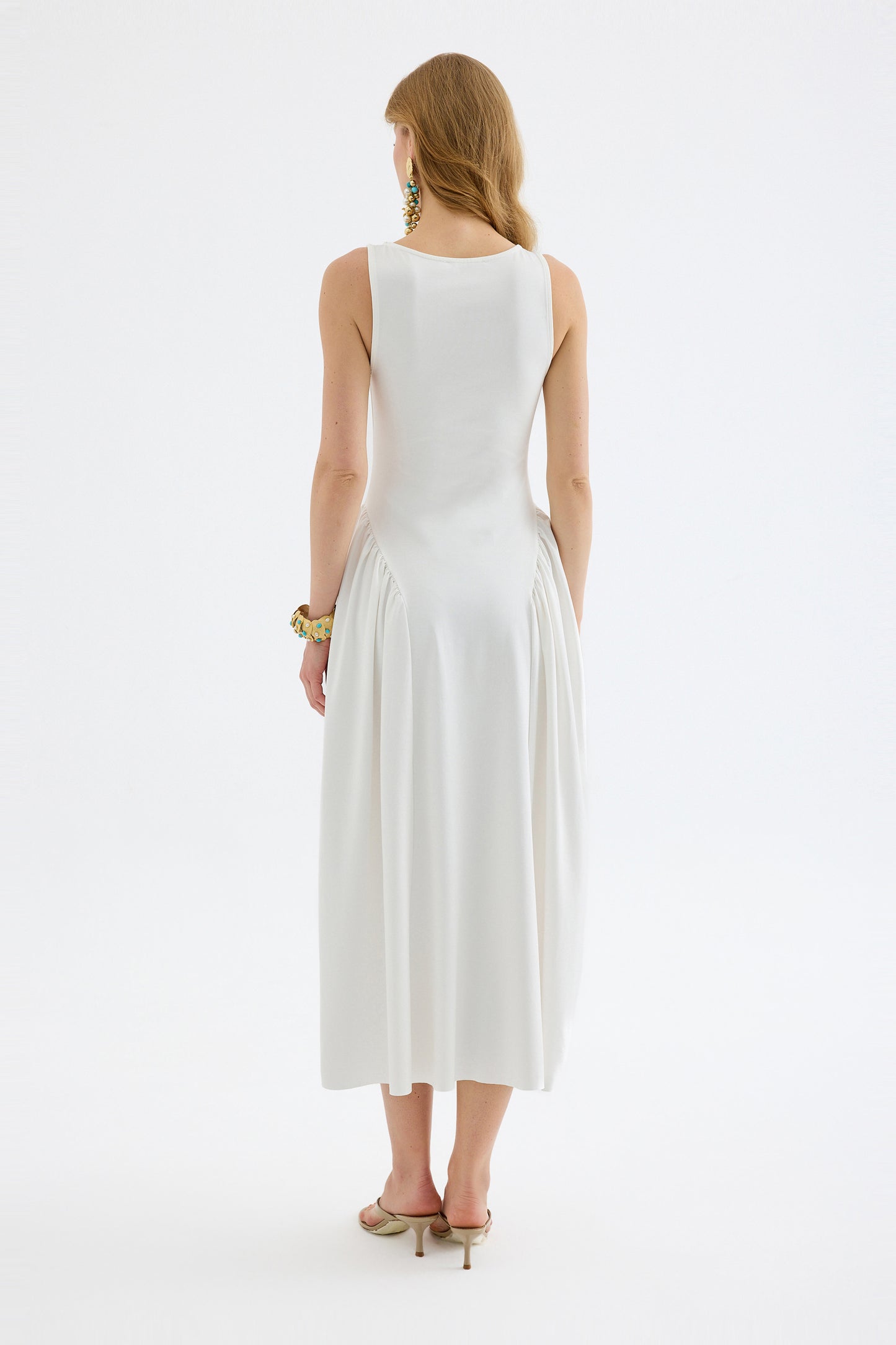 Elaris Viscose Bodycon Maxi White Dress