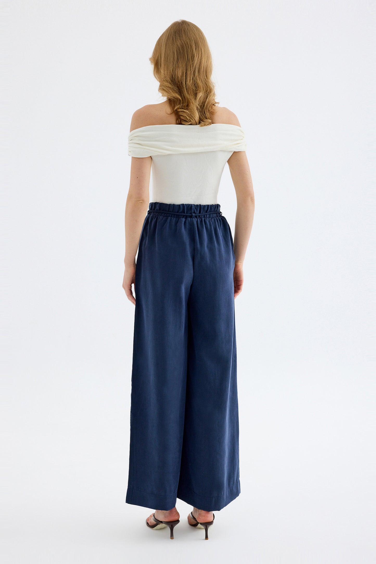 Calira Modal Wide Leg Pants - Navy Blue