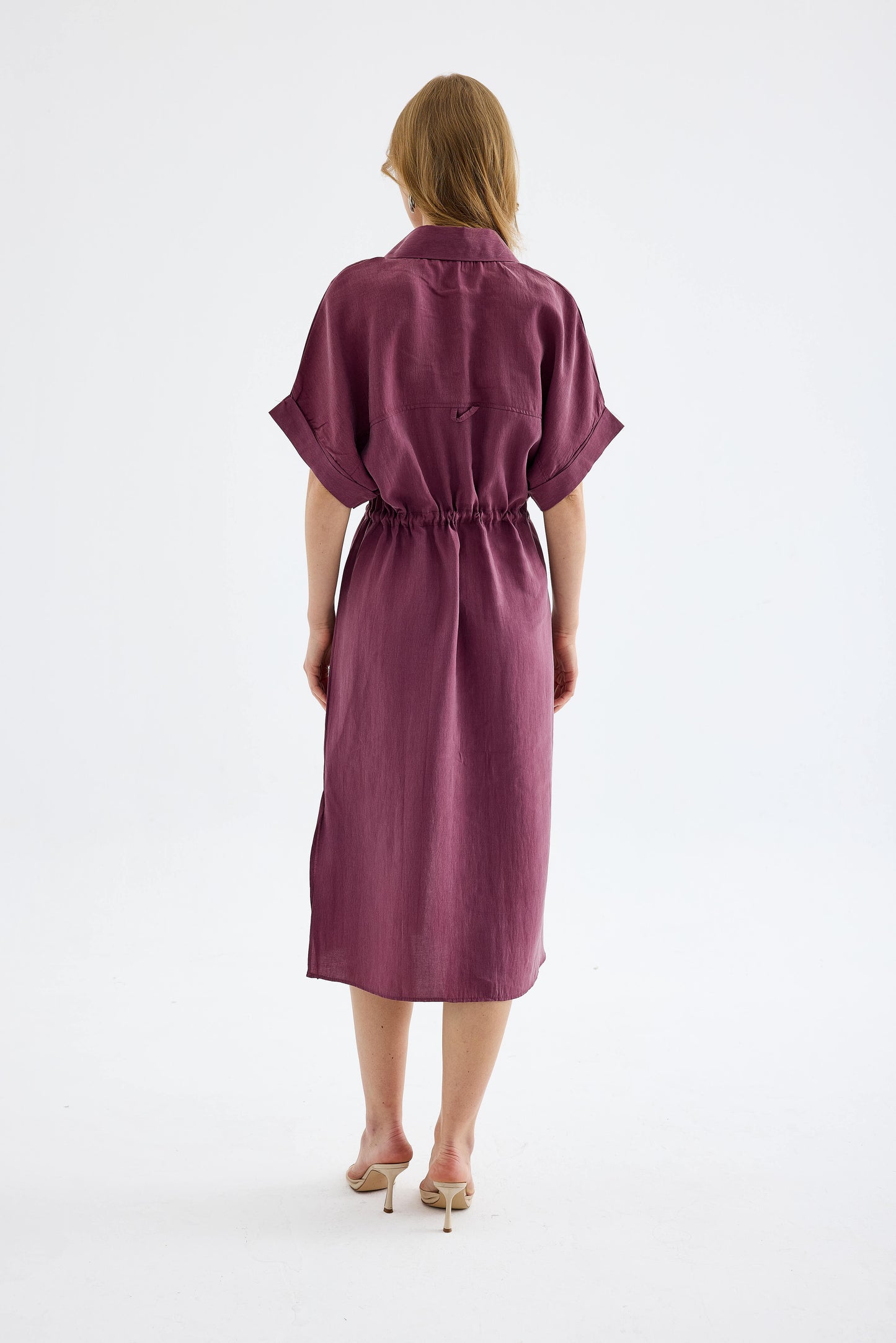 Solenne Cotton Midi Shirt Dress - Plum