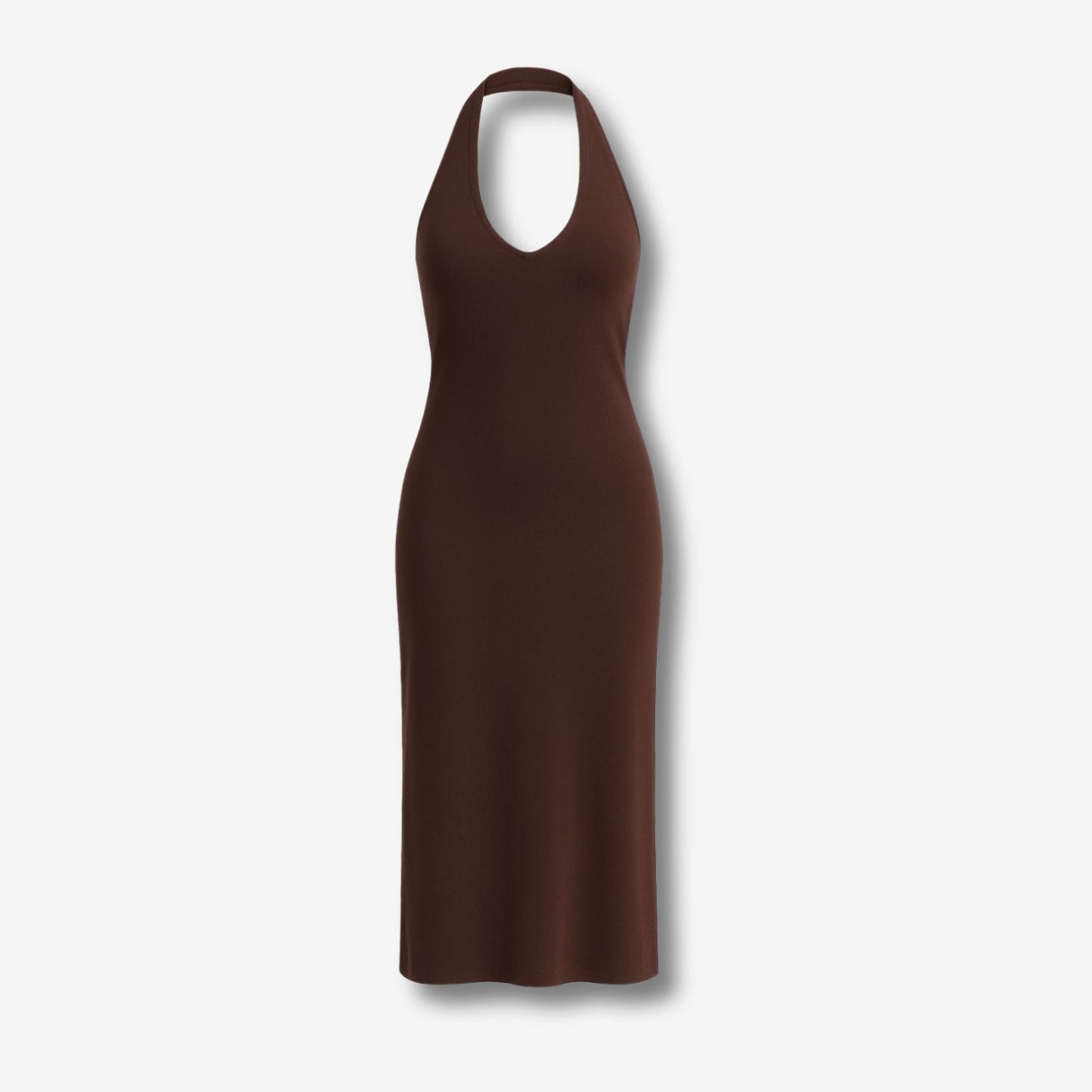 Orion Halter Cotton Midi Dress – Brown