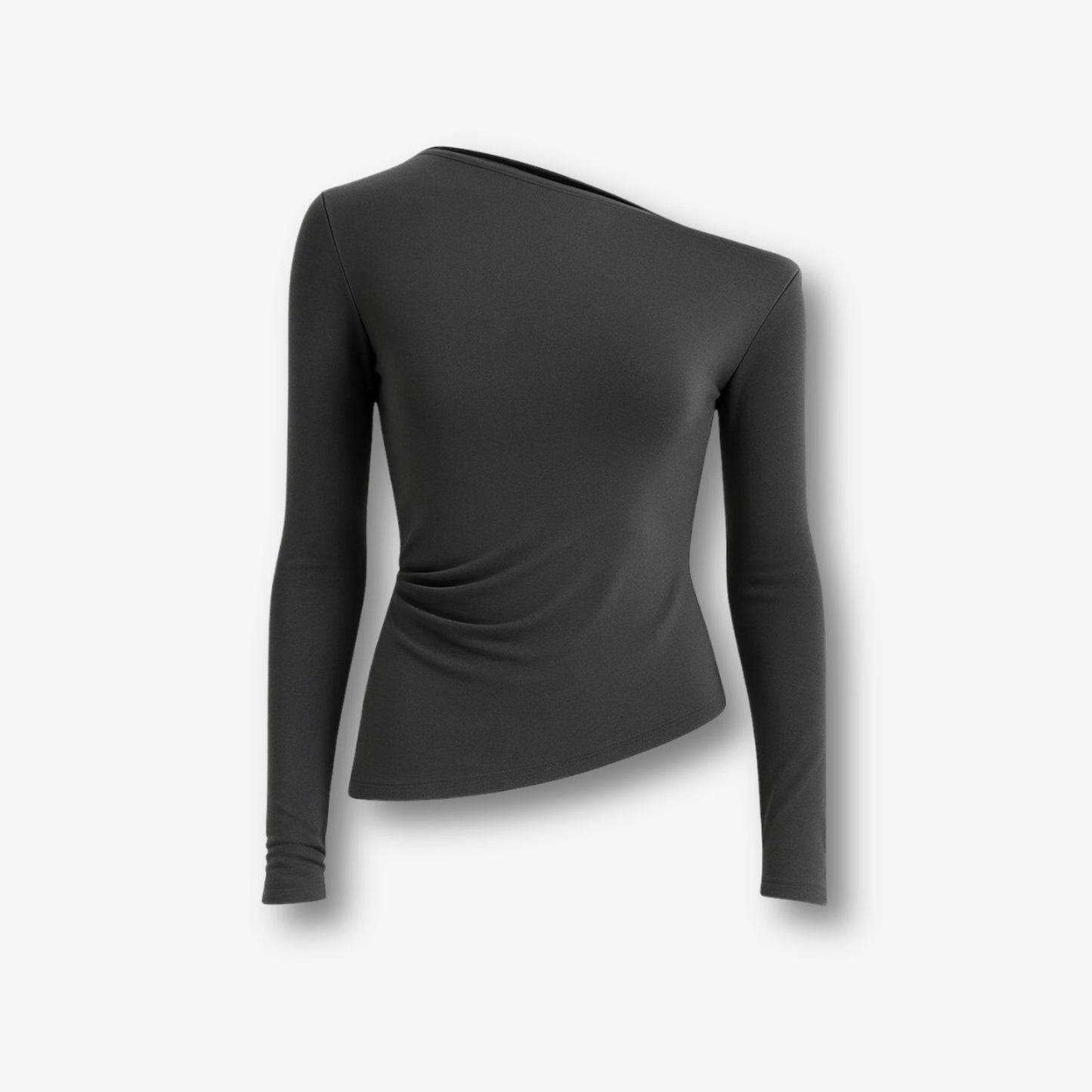 Aura One-Shoulder Draped Top – Grey