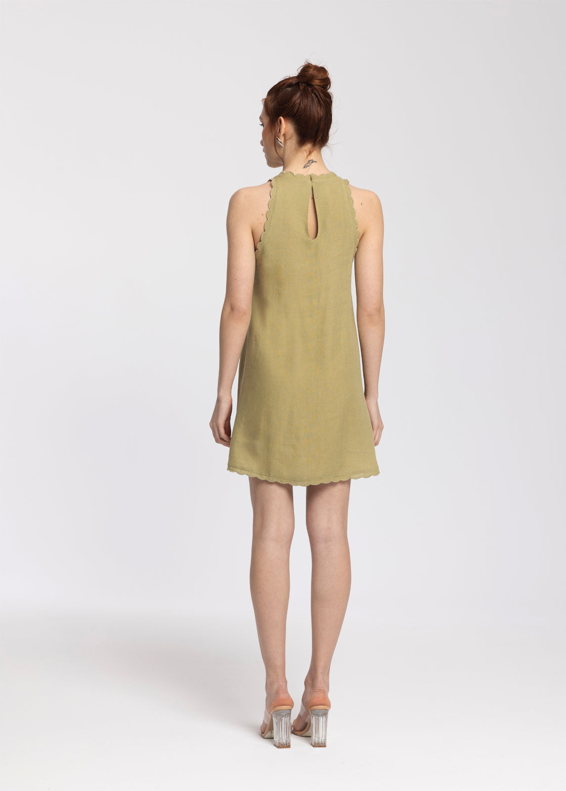 Calia Light Green Linen Mini Dress