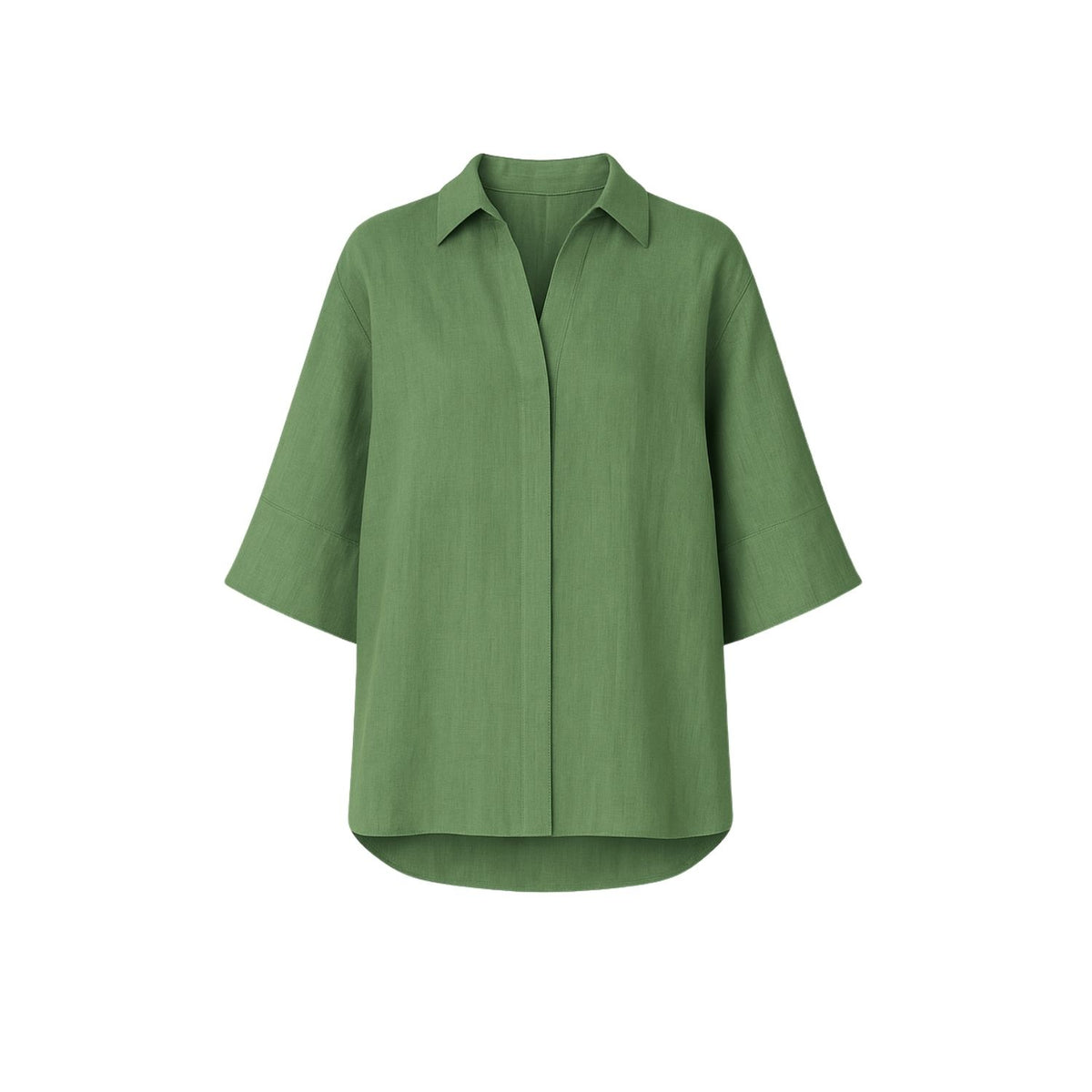 Iyan 100% Linen Oversize Shirt - Green
