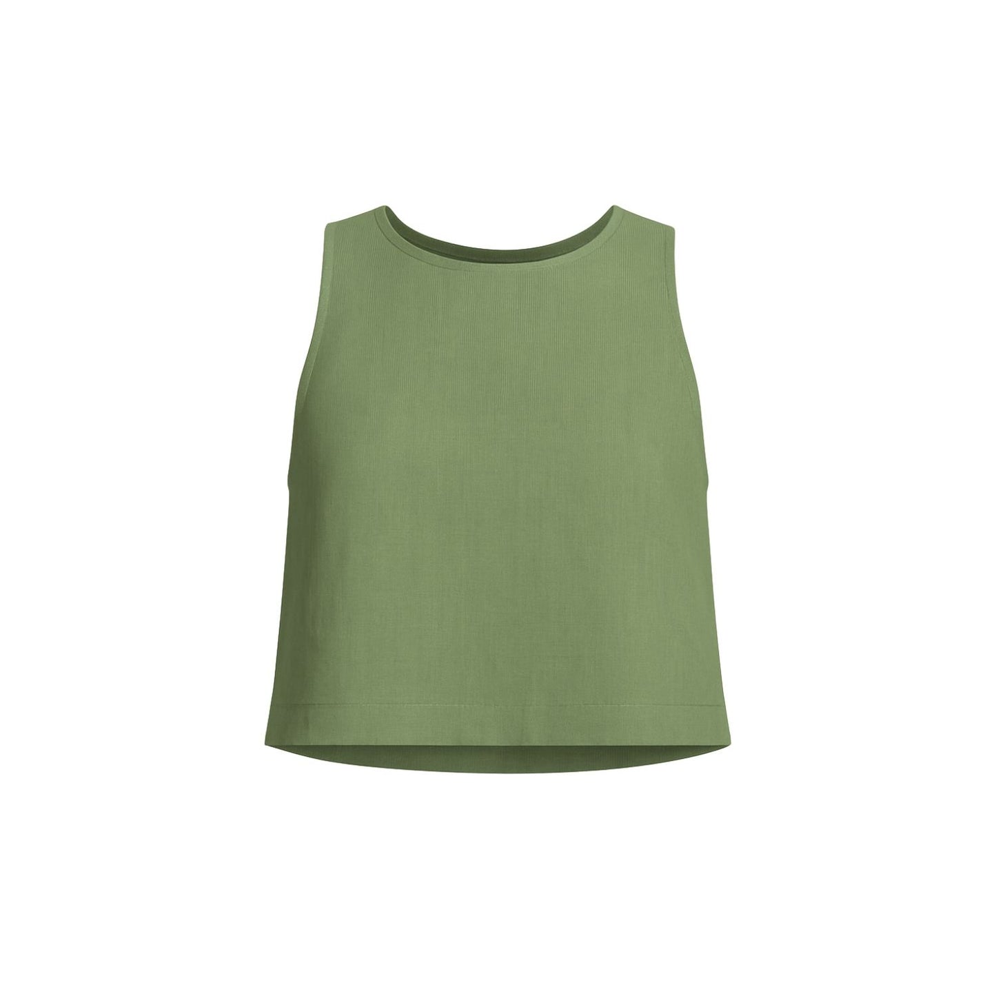 Lena 100% Linen Sleeveless Crop Top - Green