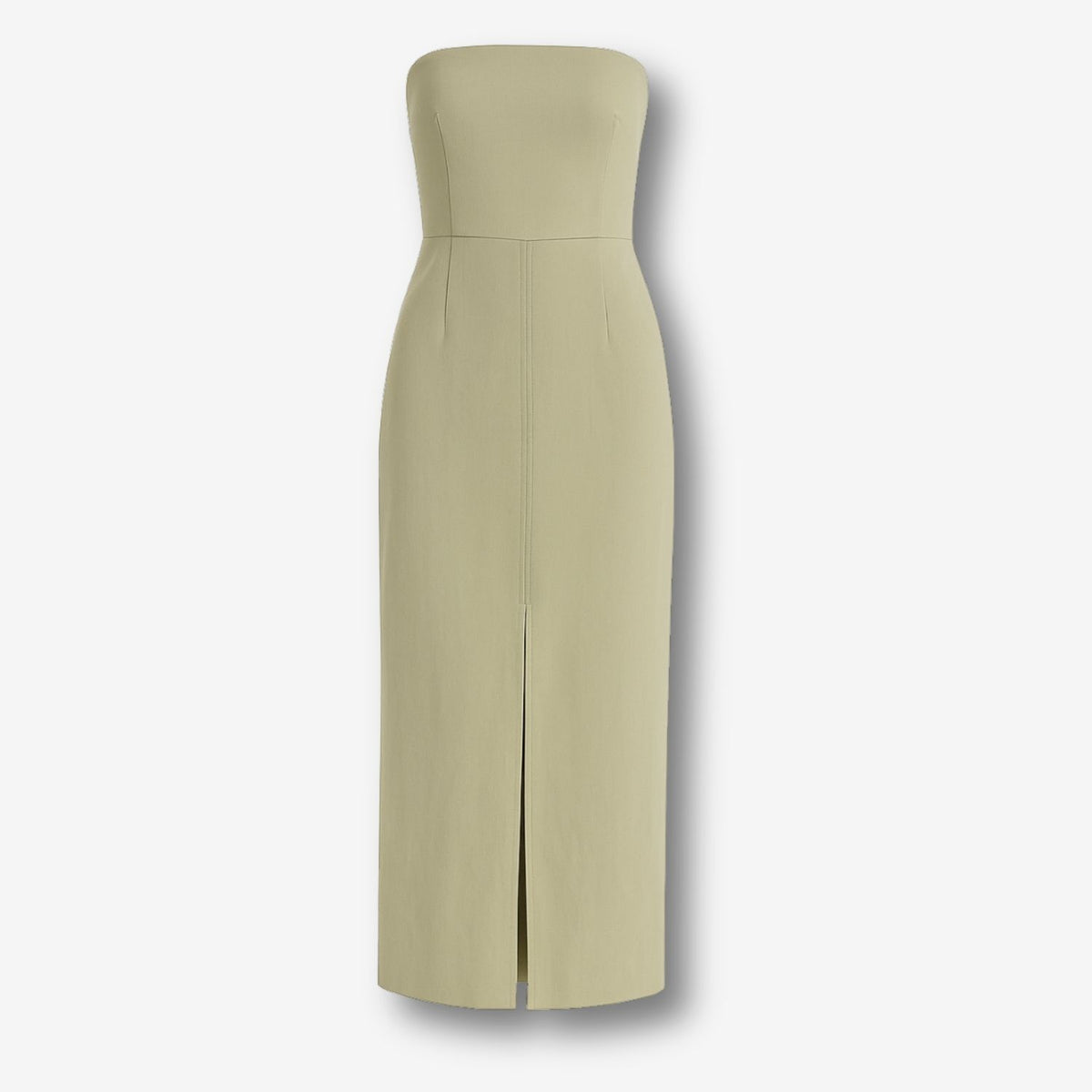 Akasha Strapless Cotton Blend Midi Dress – Dusty Olive