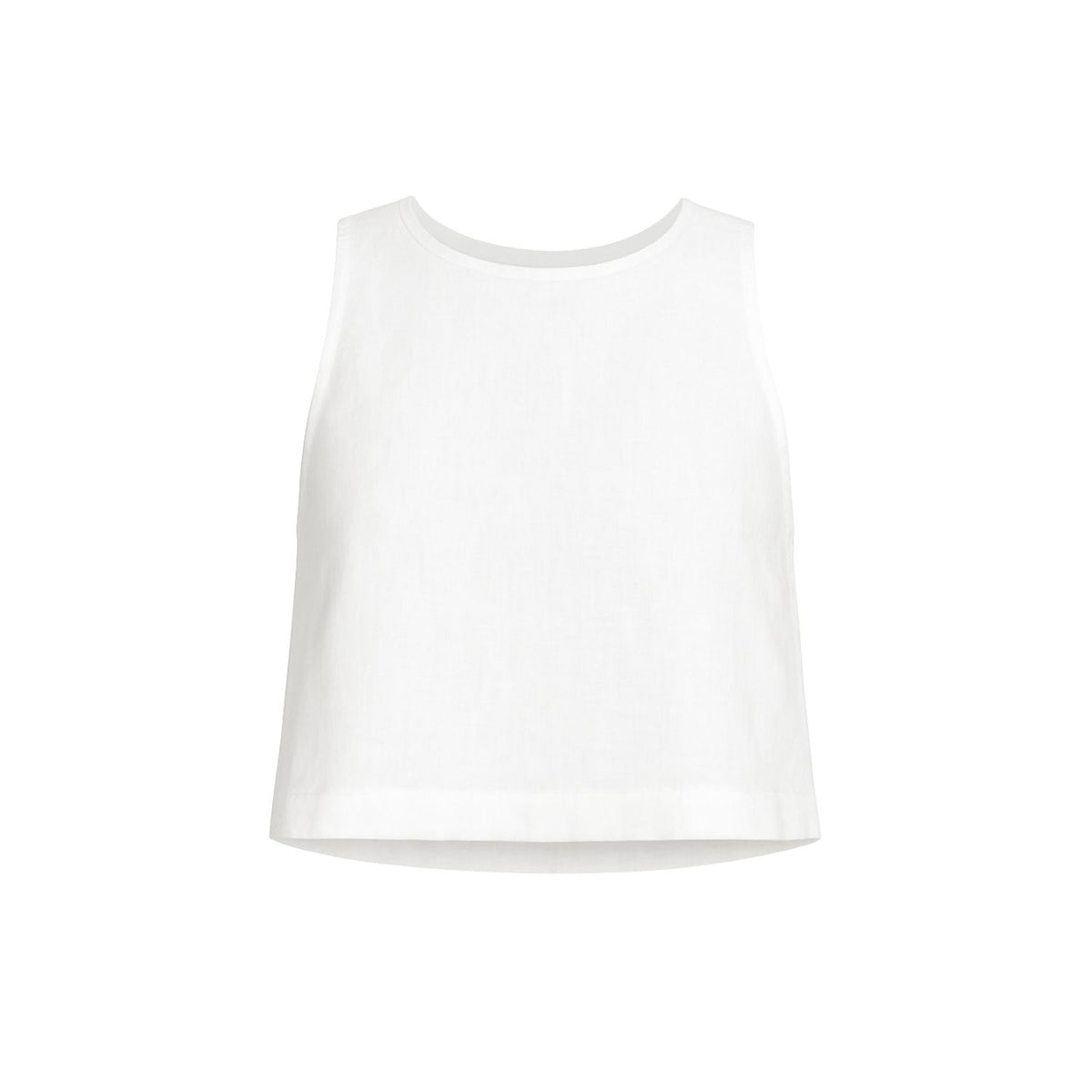 Lena 100% Linen Sleeveless Crop Top - White