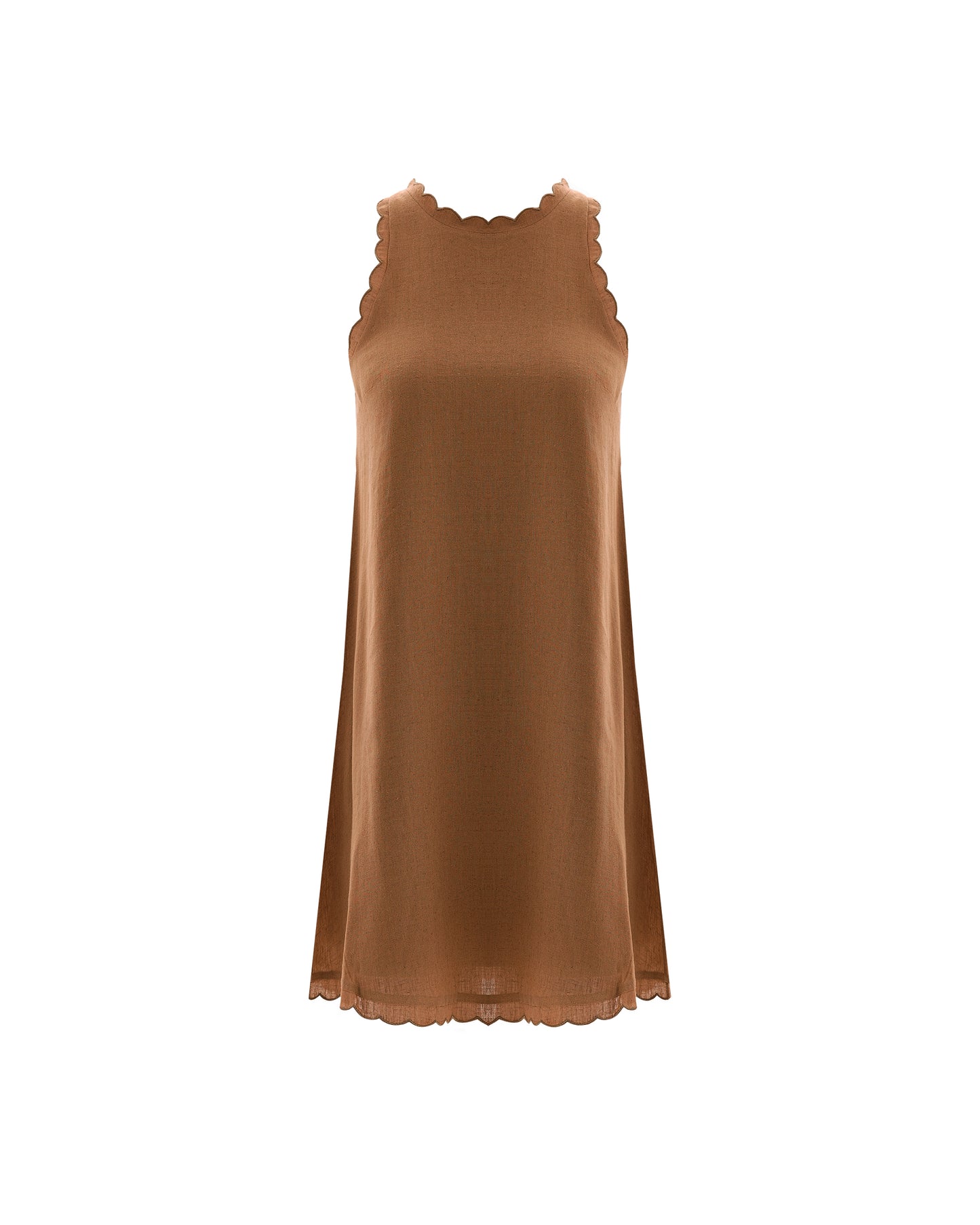 Calia Brown Mini Linen Dress