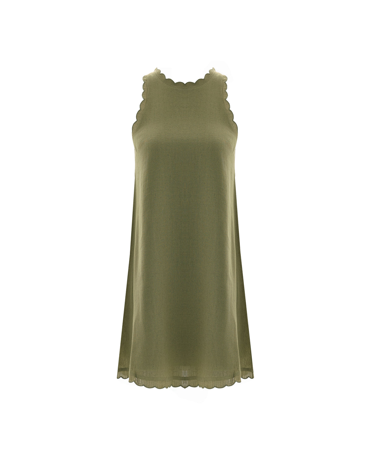 Calia Khaki Green Mini Linen Dress