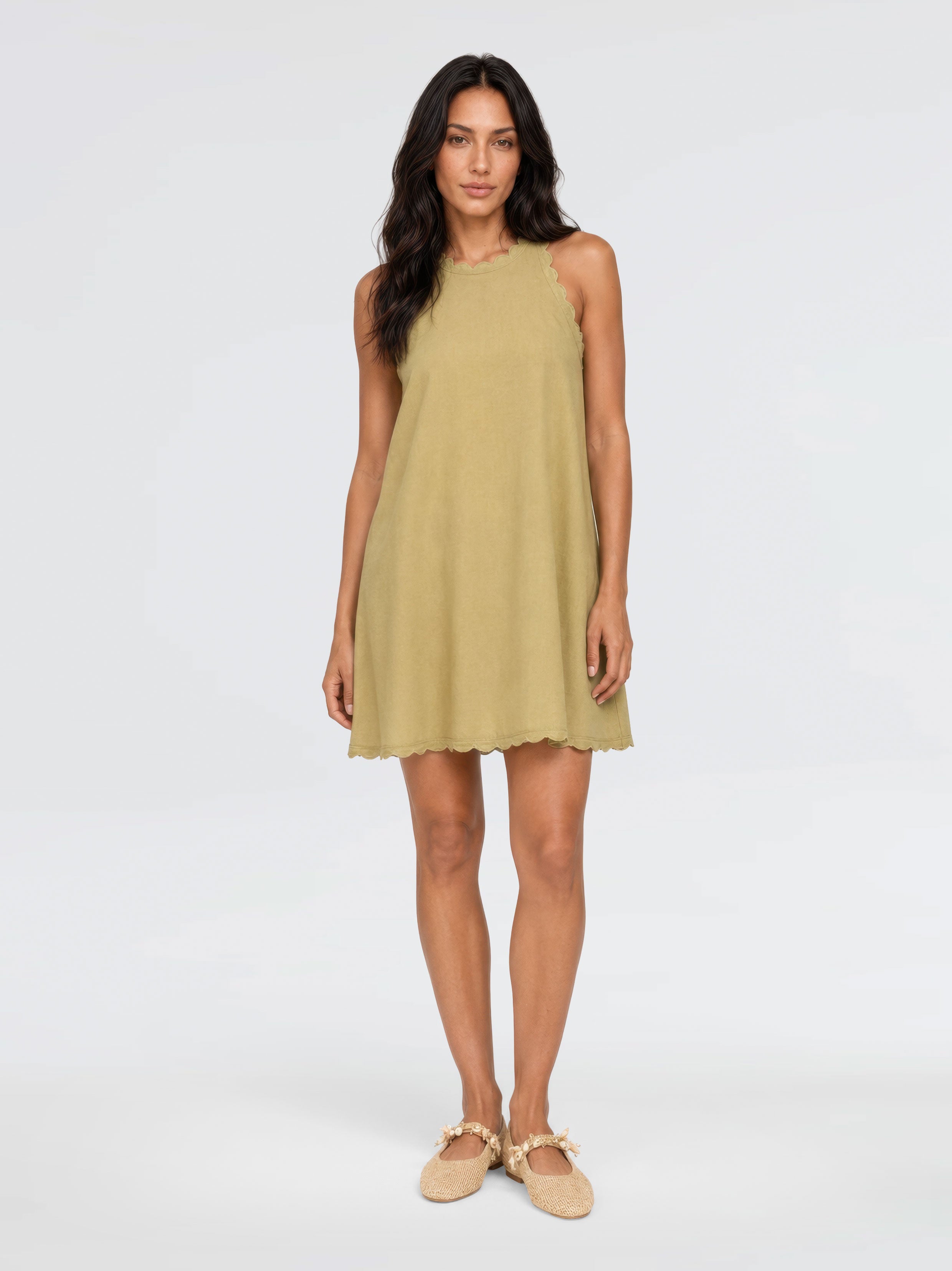 Calia Light Green Linen Mini Dress