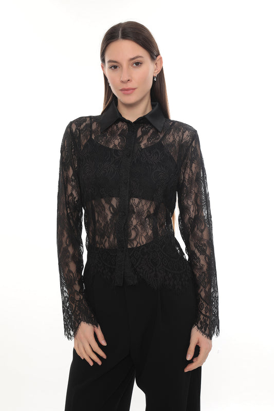 Lina Lace Shirt - Black