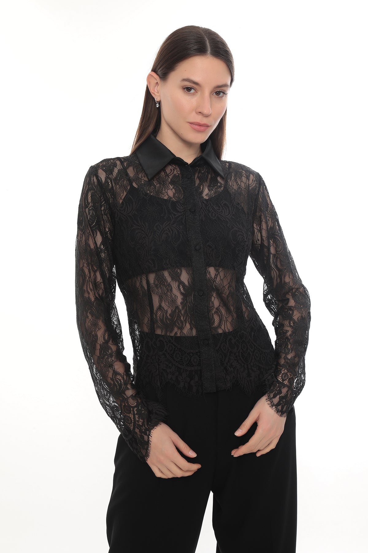 Lina Lace Shirt - Black