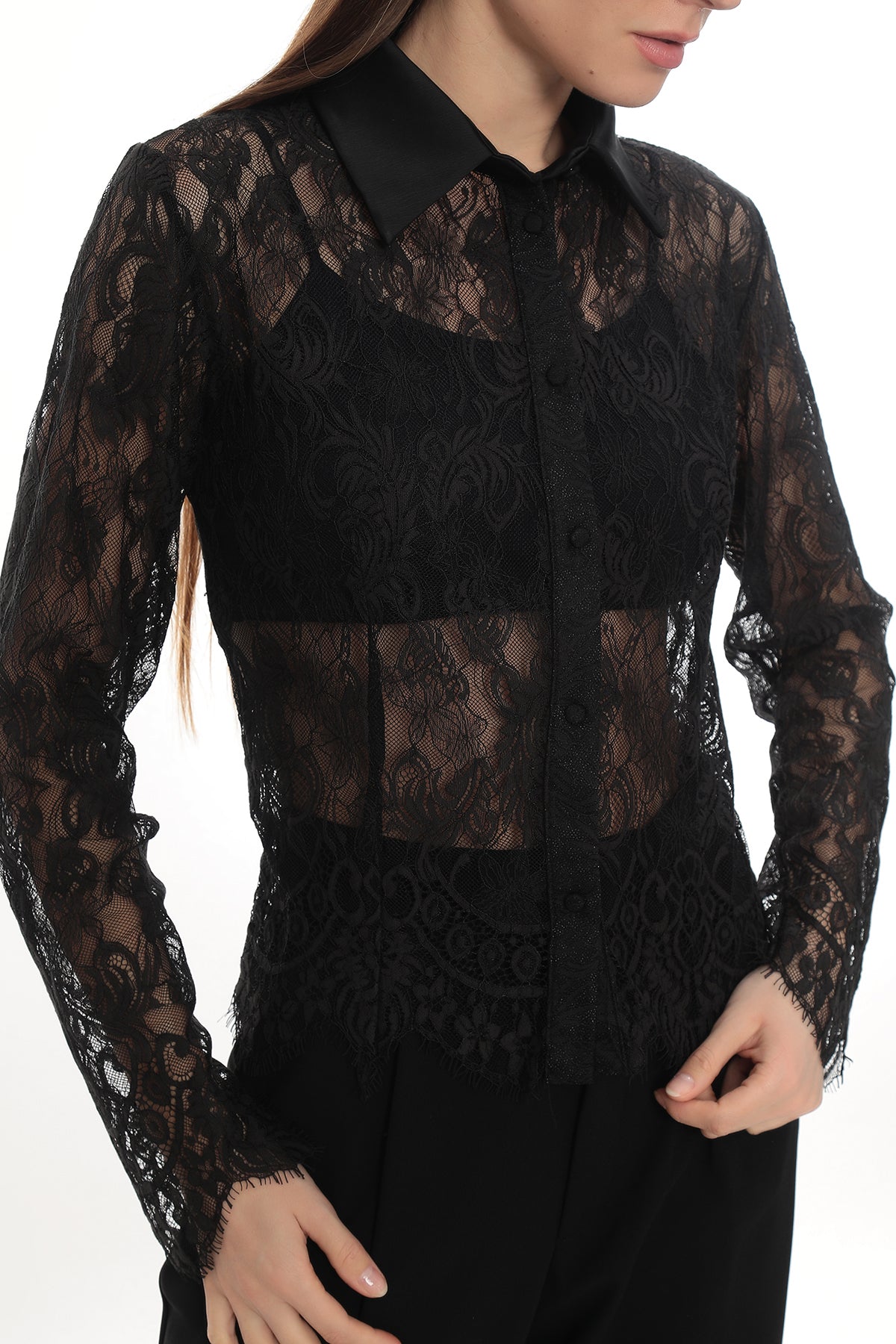 Lina Lace Shirt - Black