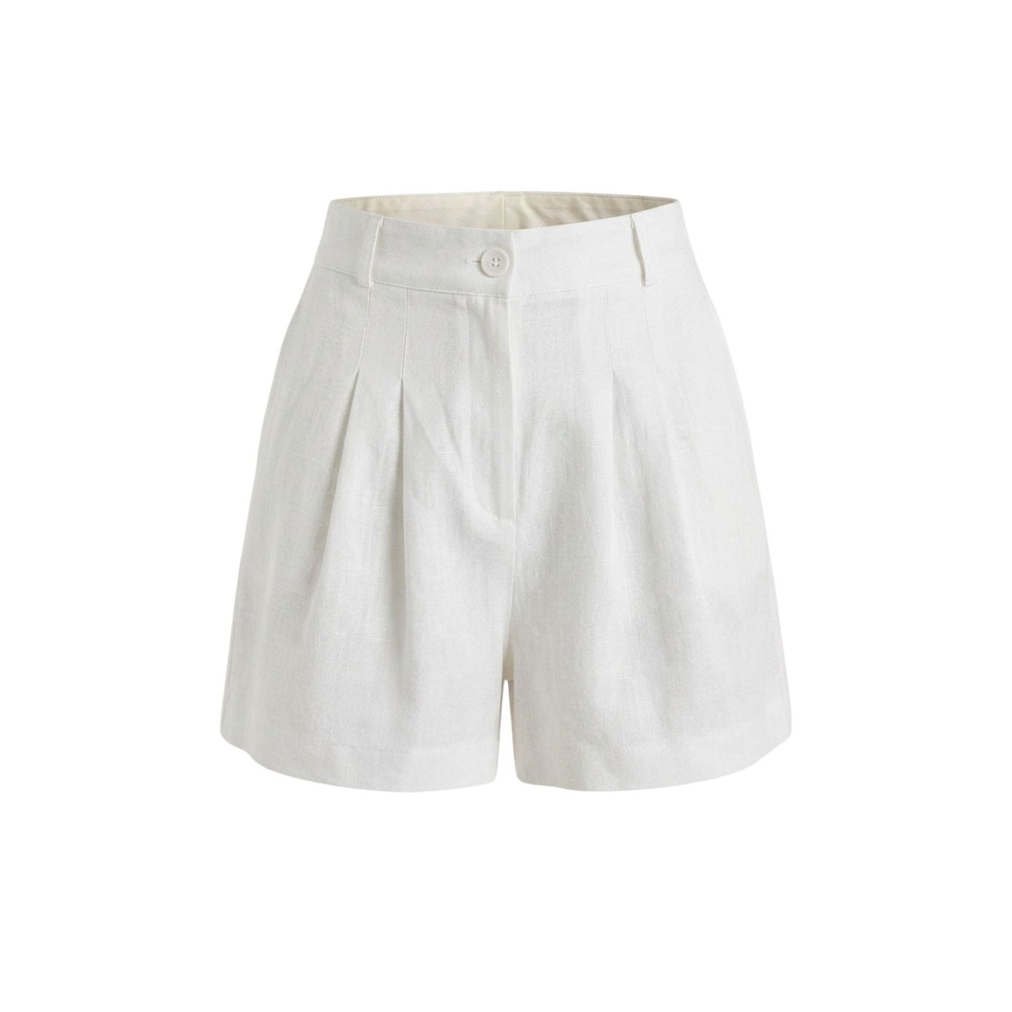 Reve 100% Linen Relaxed Fit High-Waist Shorts - White