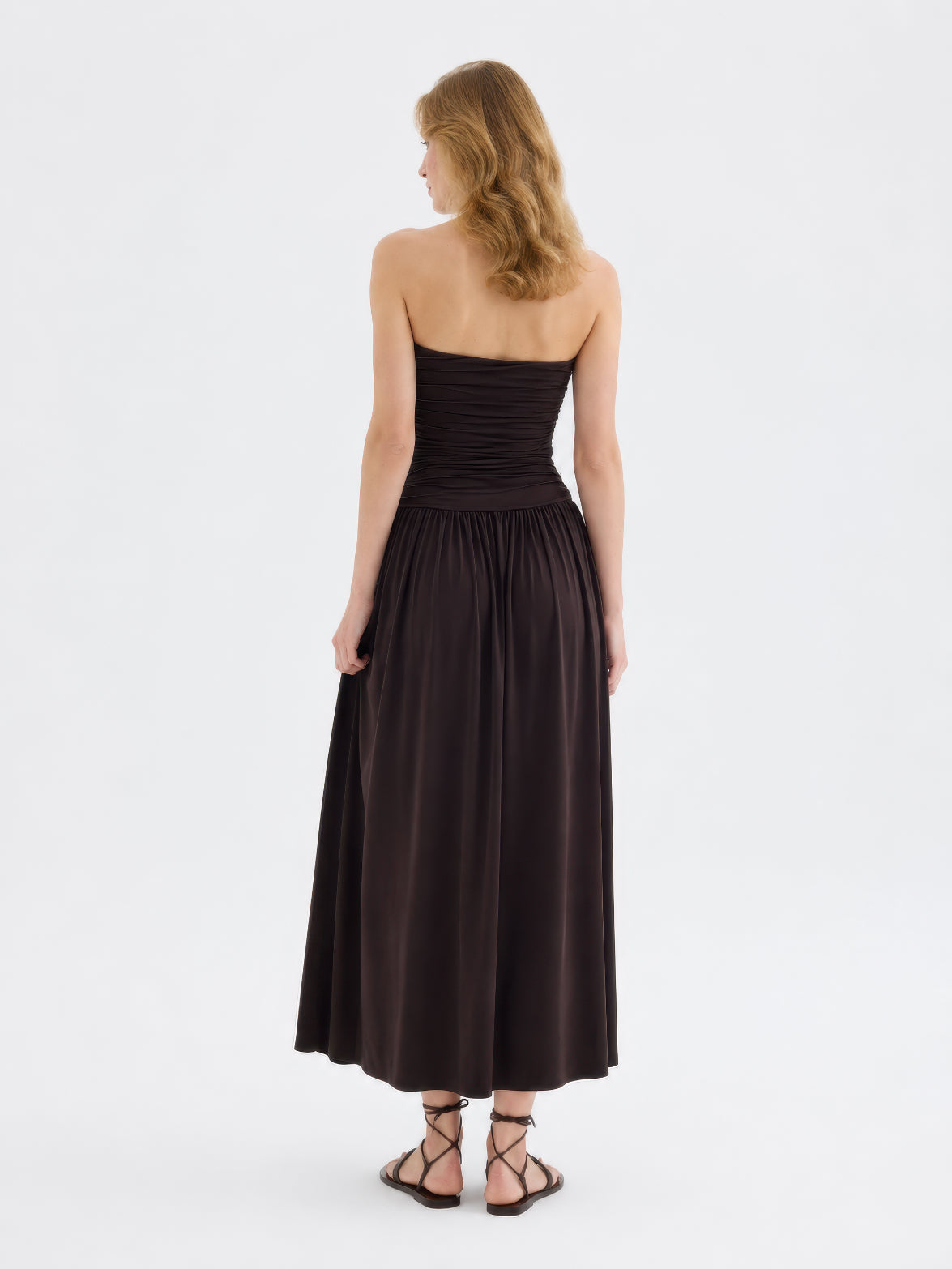 Aluna Strapless Maxi Brown Dress