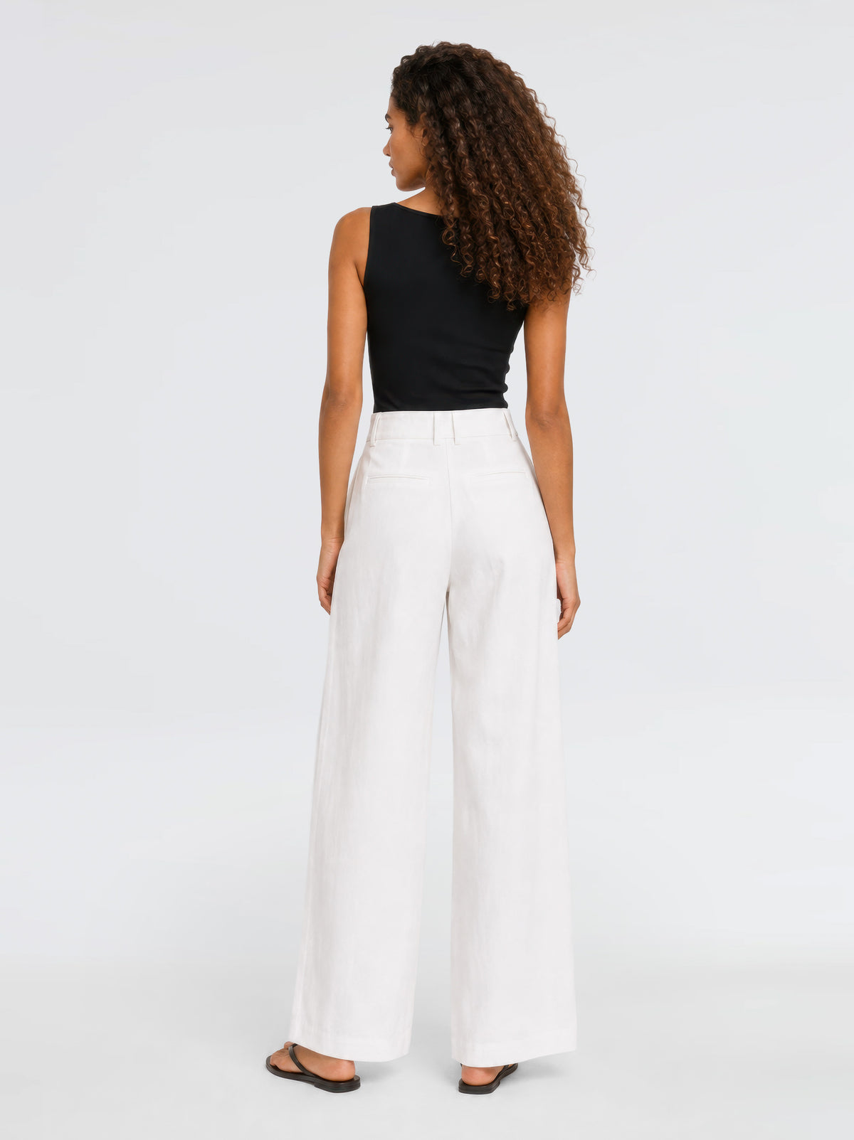 Cyra Linen Wide Leg Trousers - White