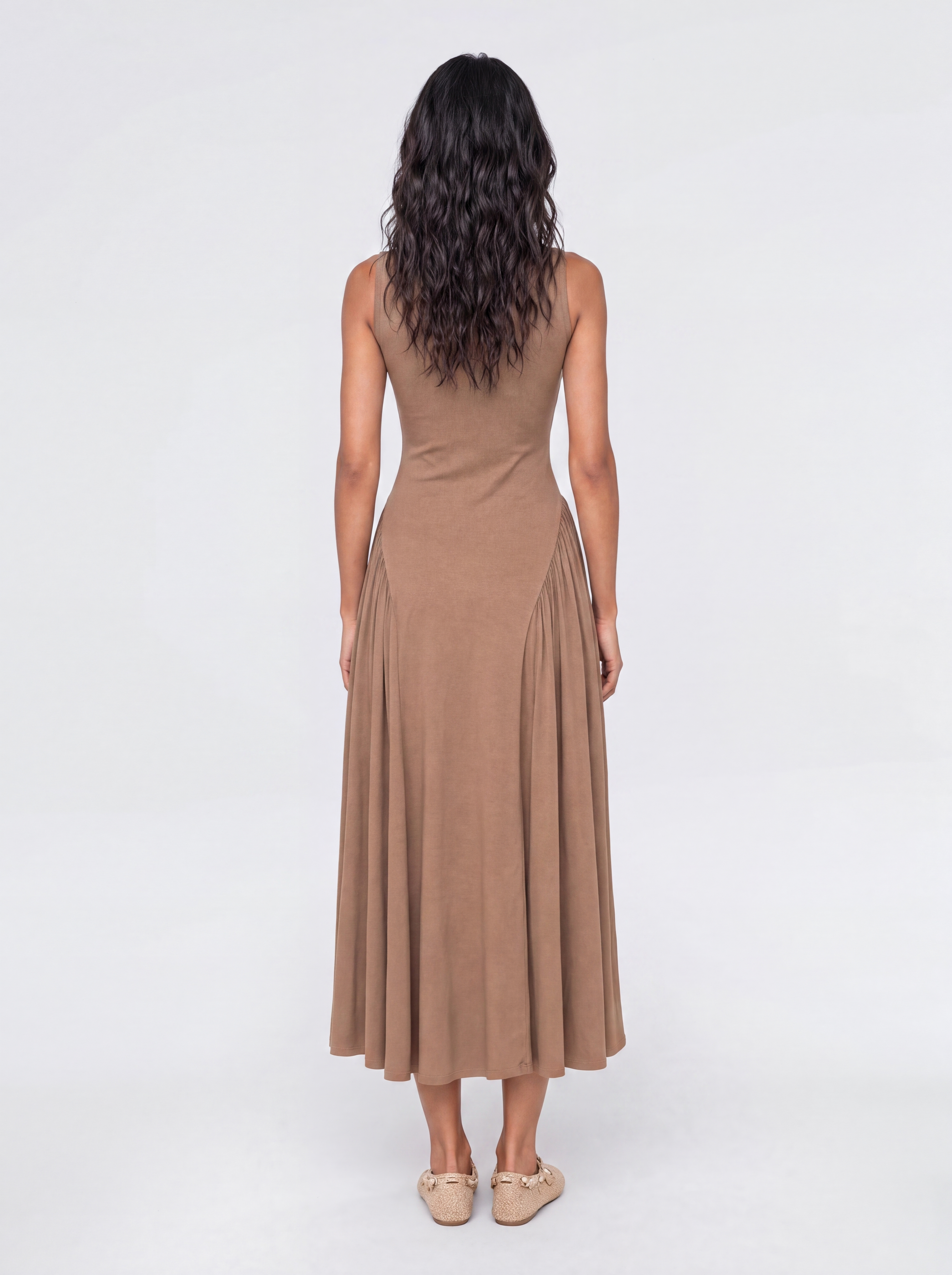 Elaris Viscose Bodycon Maxi Dress - Beige