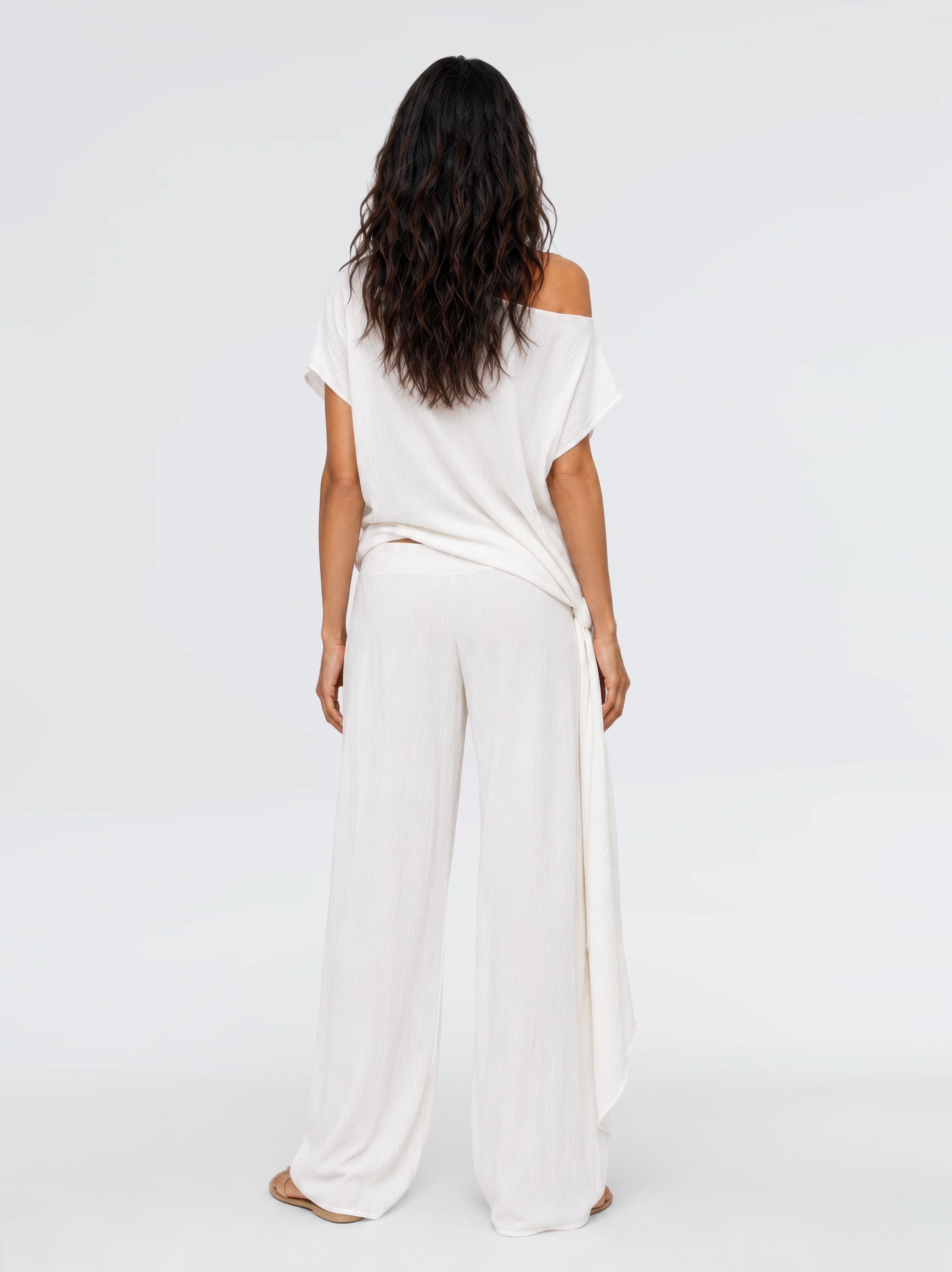 Elvara Fluid Viscose Pants - Ecru