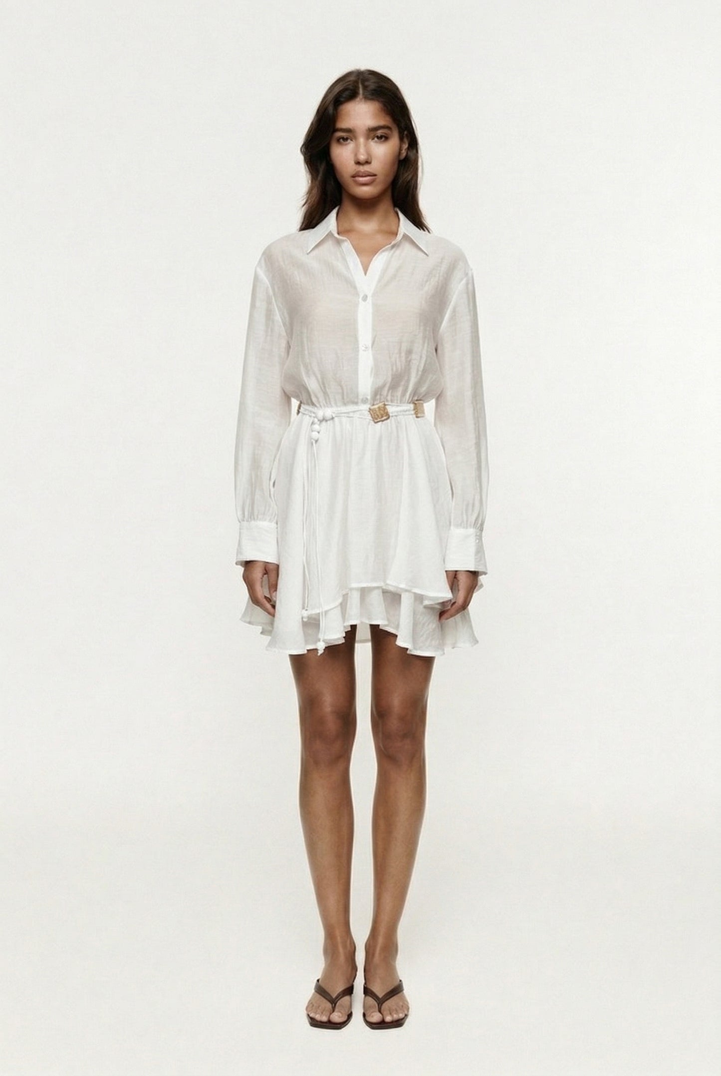 Alora Tencel Mini Shirt Dress - White