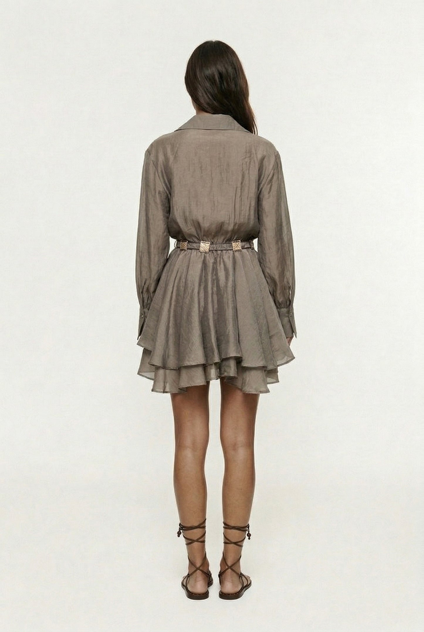 Alora Tencel Mini Shirt Dress - Khaki