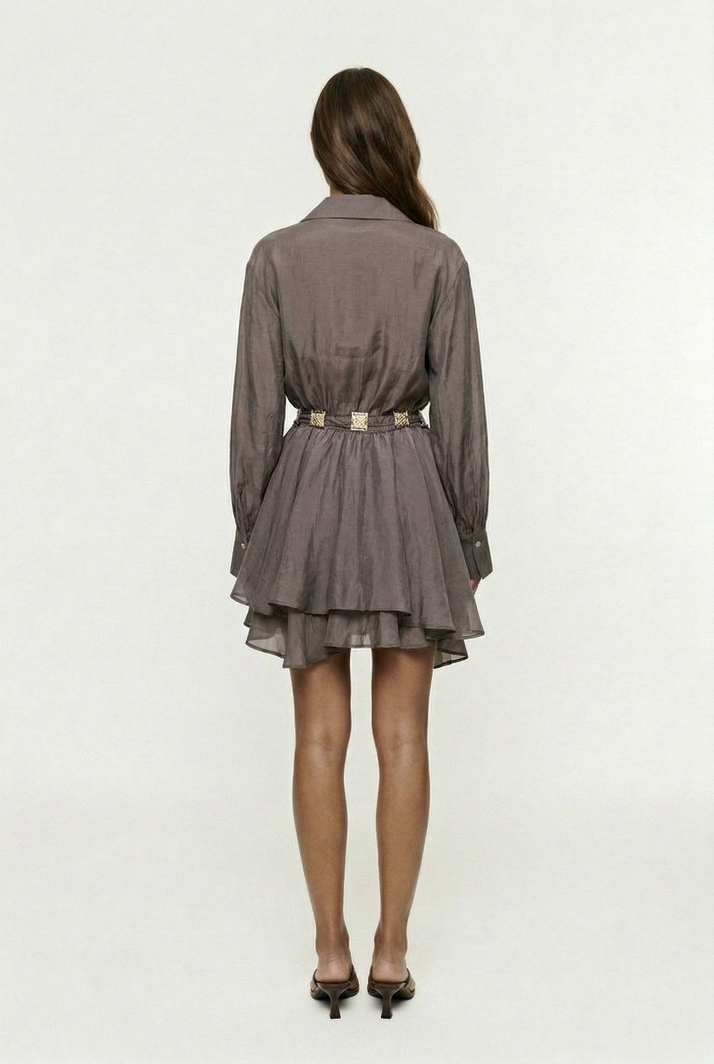 Alora Tencel Mini Shirt Dress - Brown