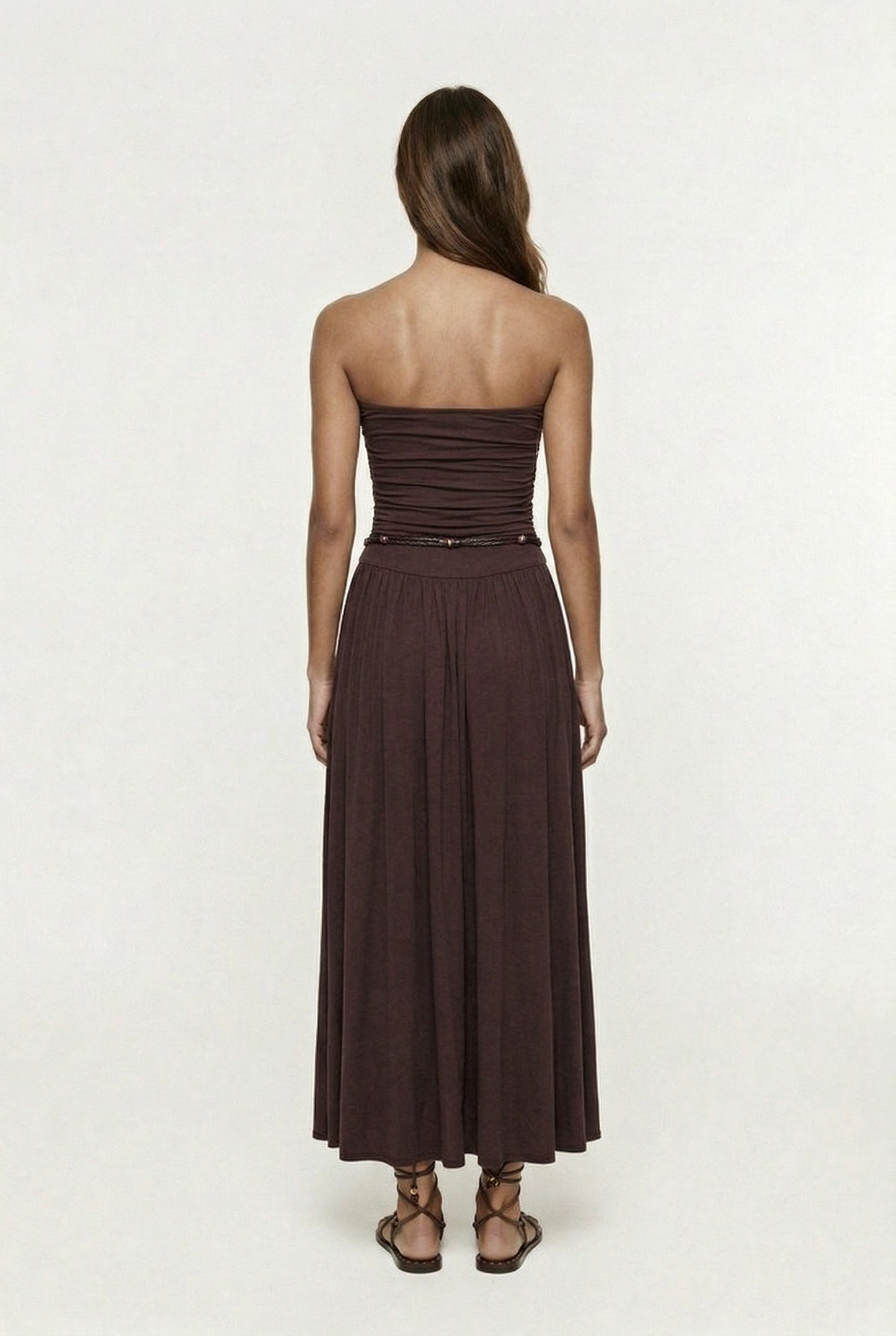Aluna Strapless Maxi Dress – Brown